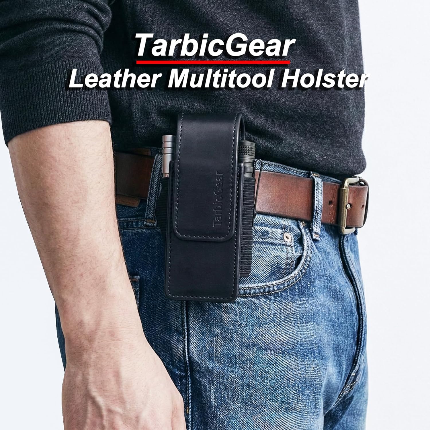 Multitool Holster with Belt Clip for Men, Faux Leather Multitool Sheath for Belt, Pocket Organizer for Work, Fits for Leatherman, SOG, Gerber Tools, Black - Image 2