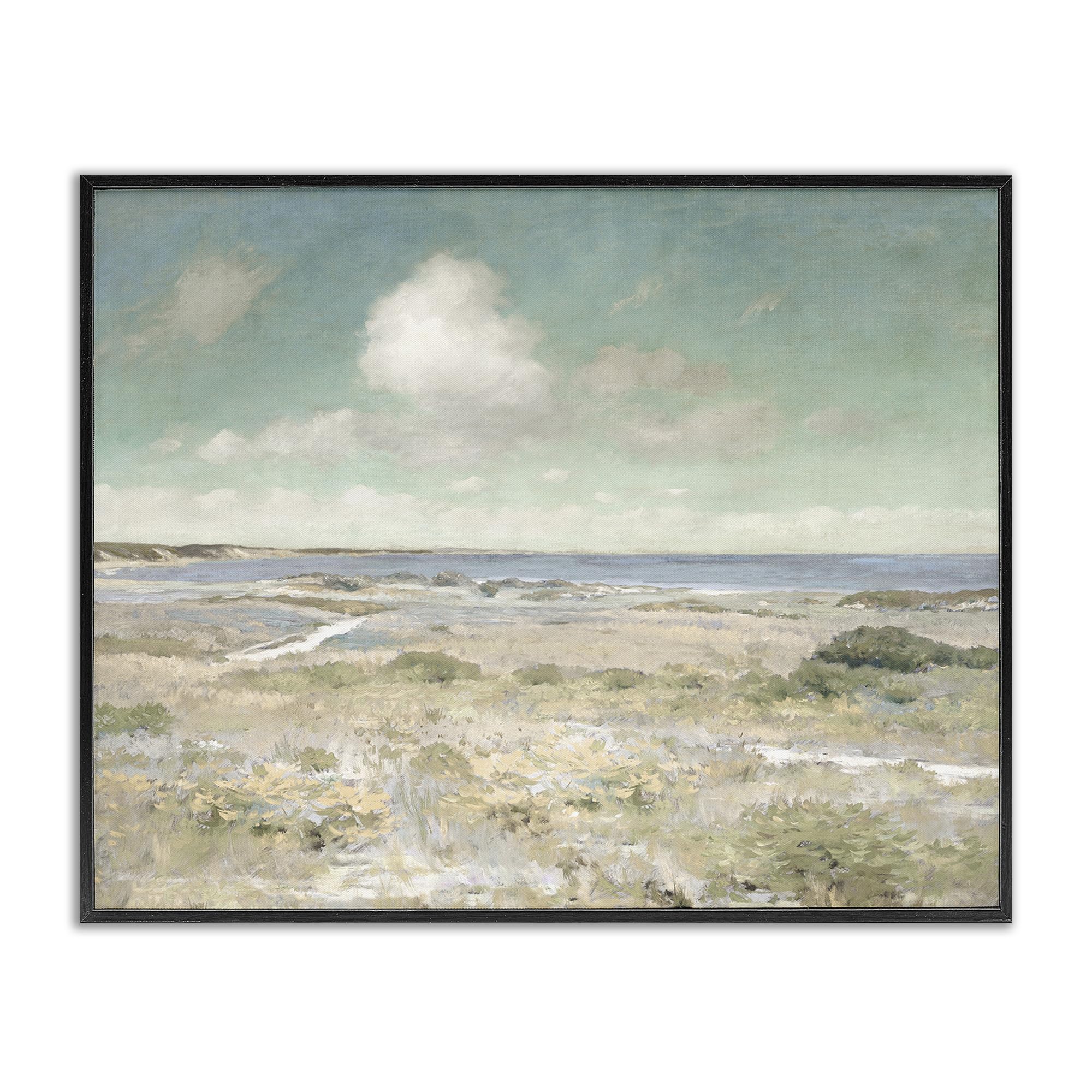 Stupell Industries Midnight Black (Textured) 'Water View With Clouds'| Framed Giclee Art