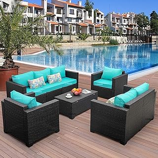 LIDDSTE 7 Seater Outdoor Sofa Set with Centre Coffee Patio Table 7 Seater with Outdoor Sofa Set for Balcony Terrace Garden...