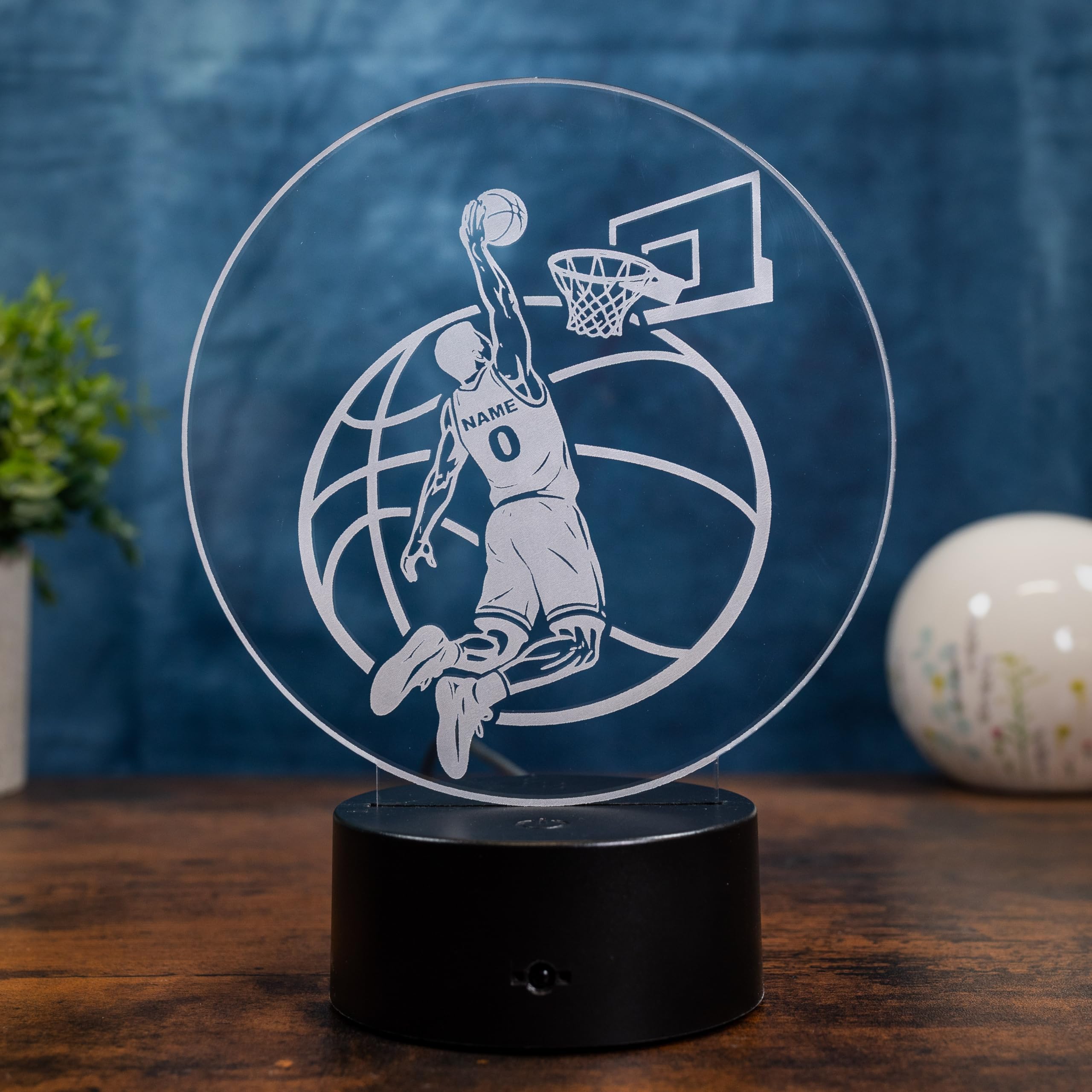 Personalisierte Basketball Lampe mit Name & Nummer – LED Nachtlicht Kinder Geschenk, Basketball Spieler Deko, Sport Geschenkidee Junge, 16 Farben dimmbar