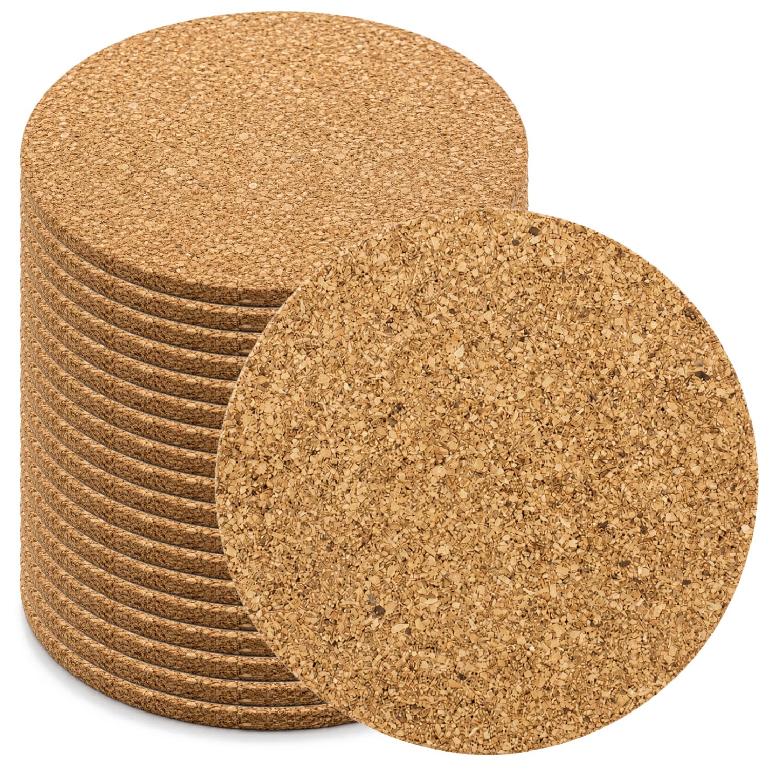 com-four® 18x cork coaster for drinks - round drink coaster - glass coaster made of cork - Ø 10 x 0.3 cm (18 pieces - round)