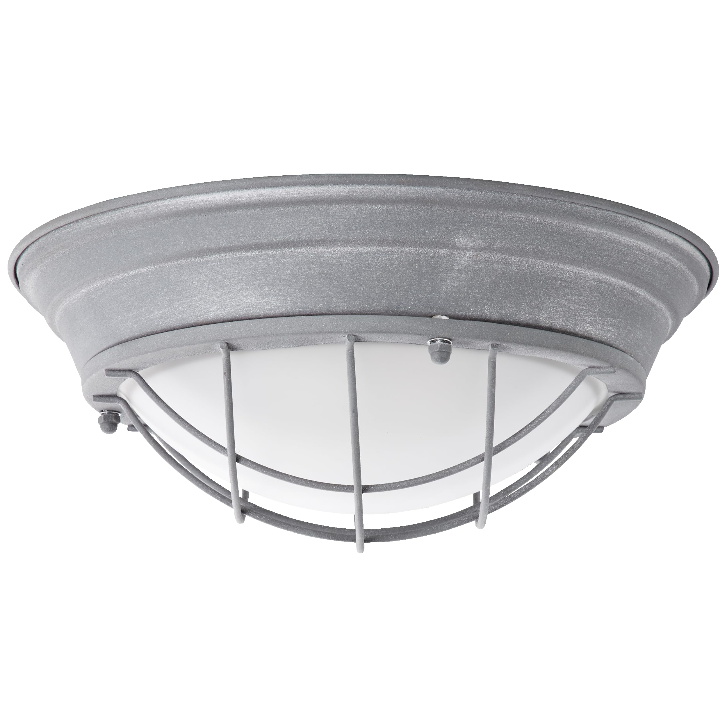 Lightbox Industrial Deckenlampe - Wand- und Deckenleuchte im Vintage Look - rustikale Bootsleuchte mit Glasscheibe - Metall/Glas Beton/Grau - 34cm Durchmesser