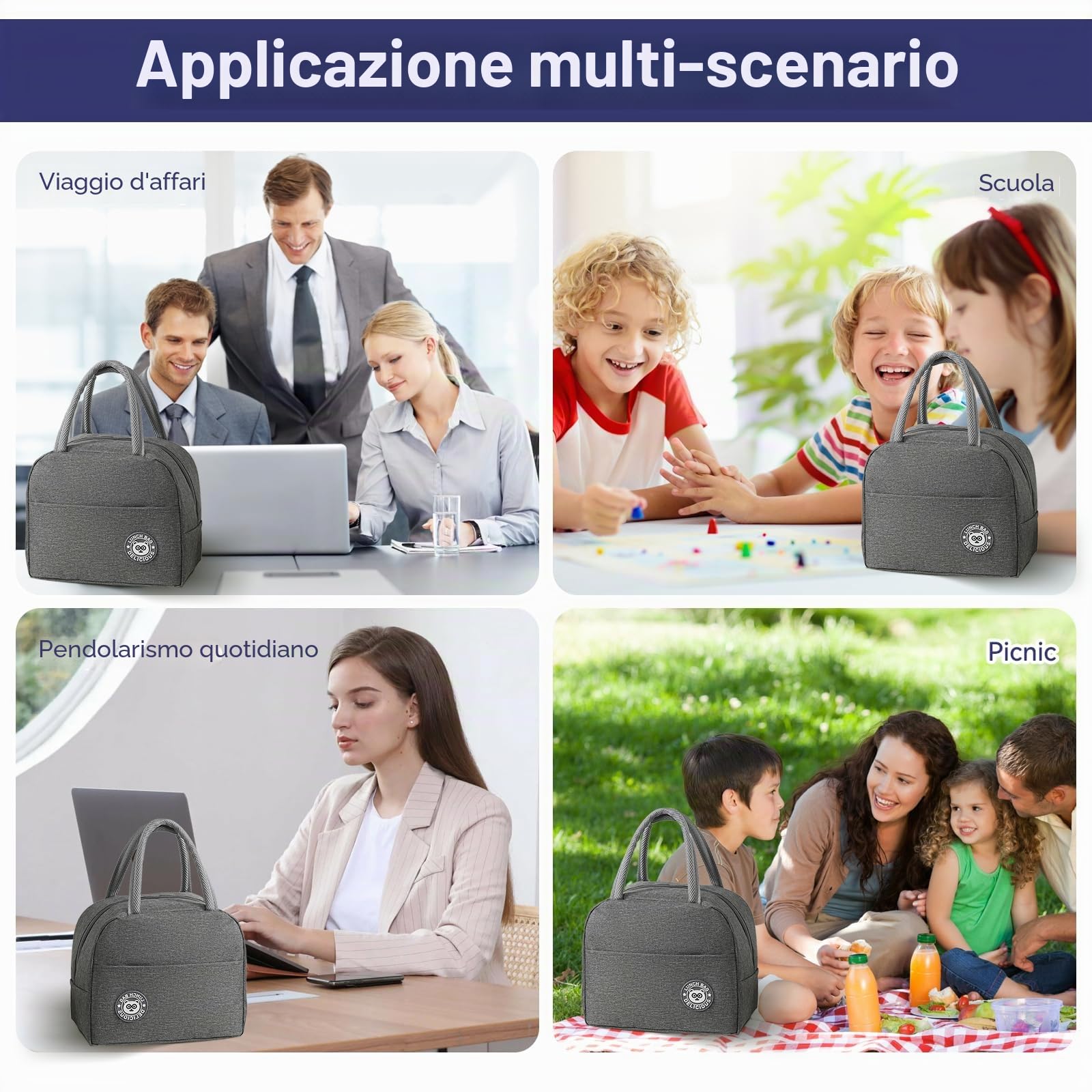 2 Pezzi Borsa Termica Porta Pranzo Piccola 7L Borsa Termica Pranzo, Lunch Bag Riutilizzabile Borsa Frigo Piccola Portatile Per Donne, Uomini, Studenti, Viaggi, Picnic, Scuola