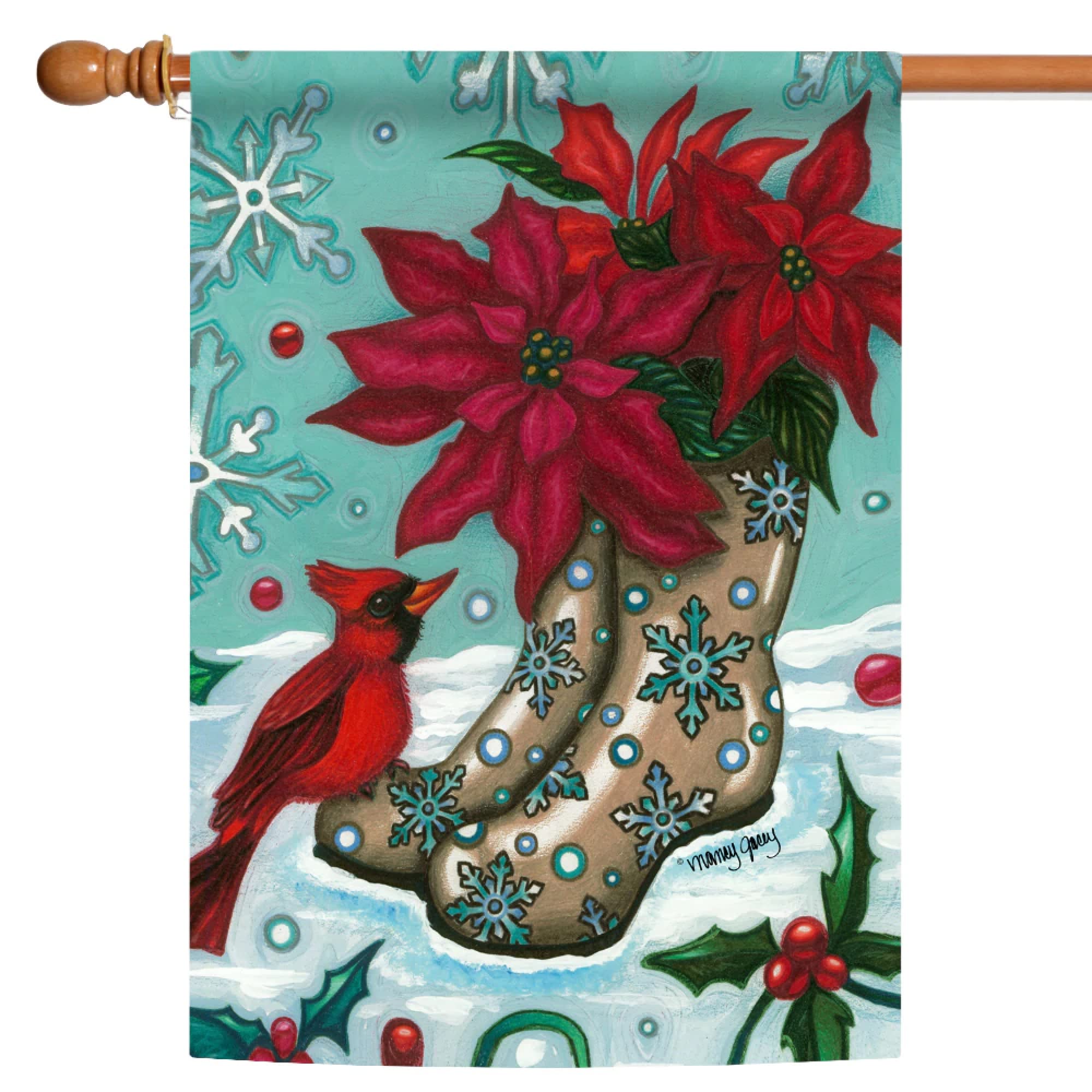 Drapeau de maison poinsettia Toland grand format pour créer des souvenirs chaleureux