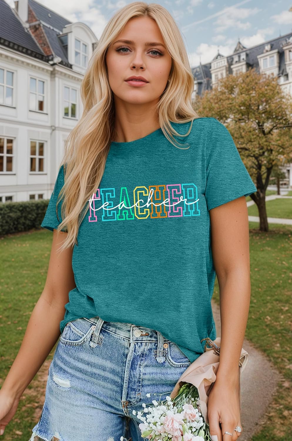 Teacher Shirts for Women: Cute Checkered Bow Graphic Teach Tshirt Teacher Life Tee Back to School Tops - Image 2