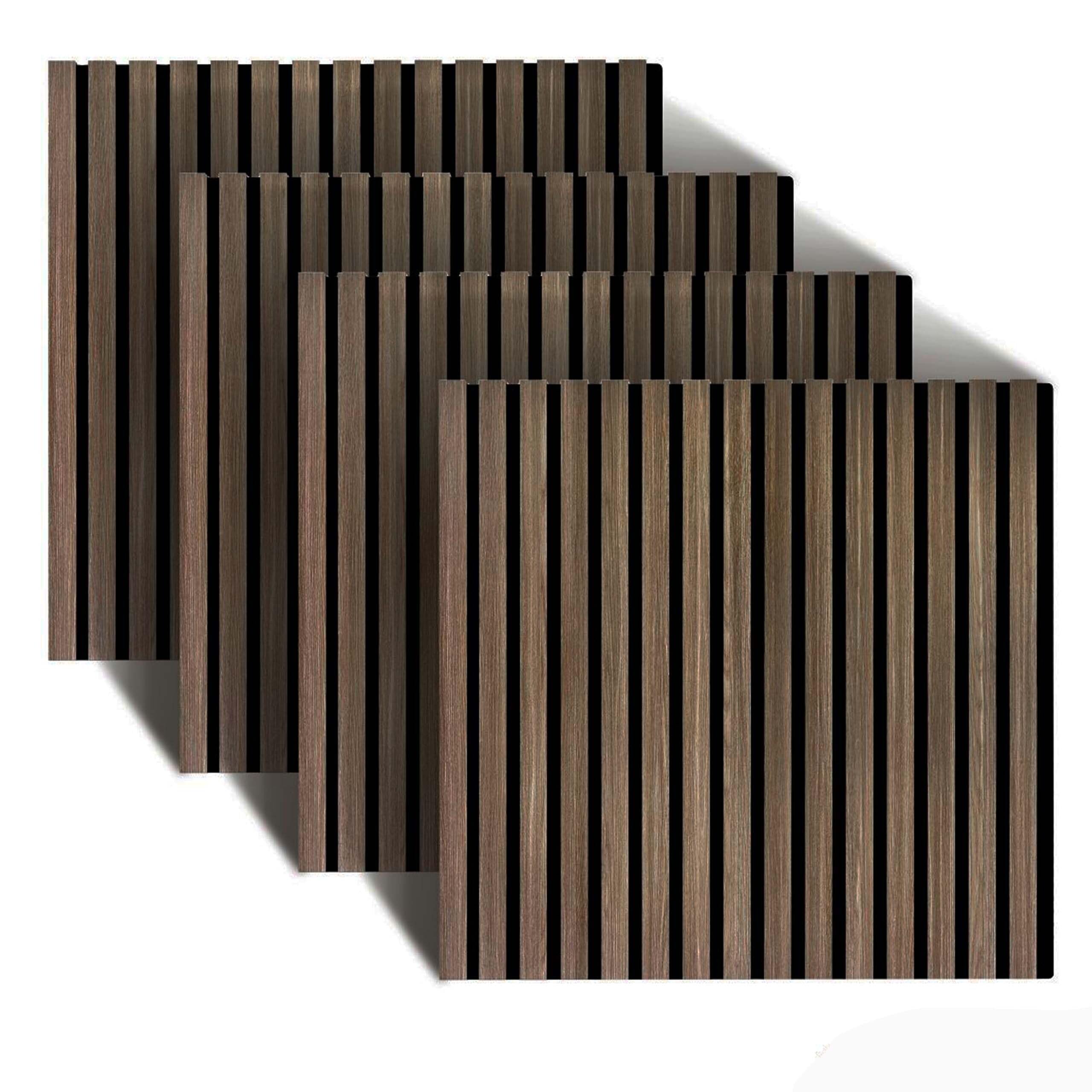 Relaxdays Panele akustyczne, zestaw 4 sztuk, 60 x 60 cm, izolacja akustyczna i okładziny ścienne, fornir dębowy, panele ścienne, ciemnobrązowe