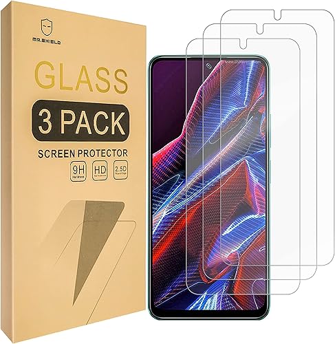 Mr.Shield Protector de pantalla puede usarse con Xiaomi Poco X5 [Vidrio templado] [Paquete de 3] [Vidrio japonés con dureza 9H]
