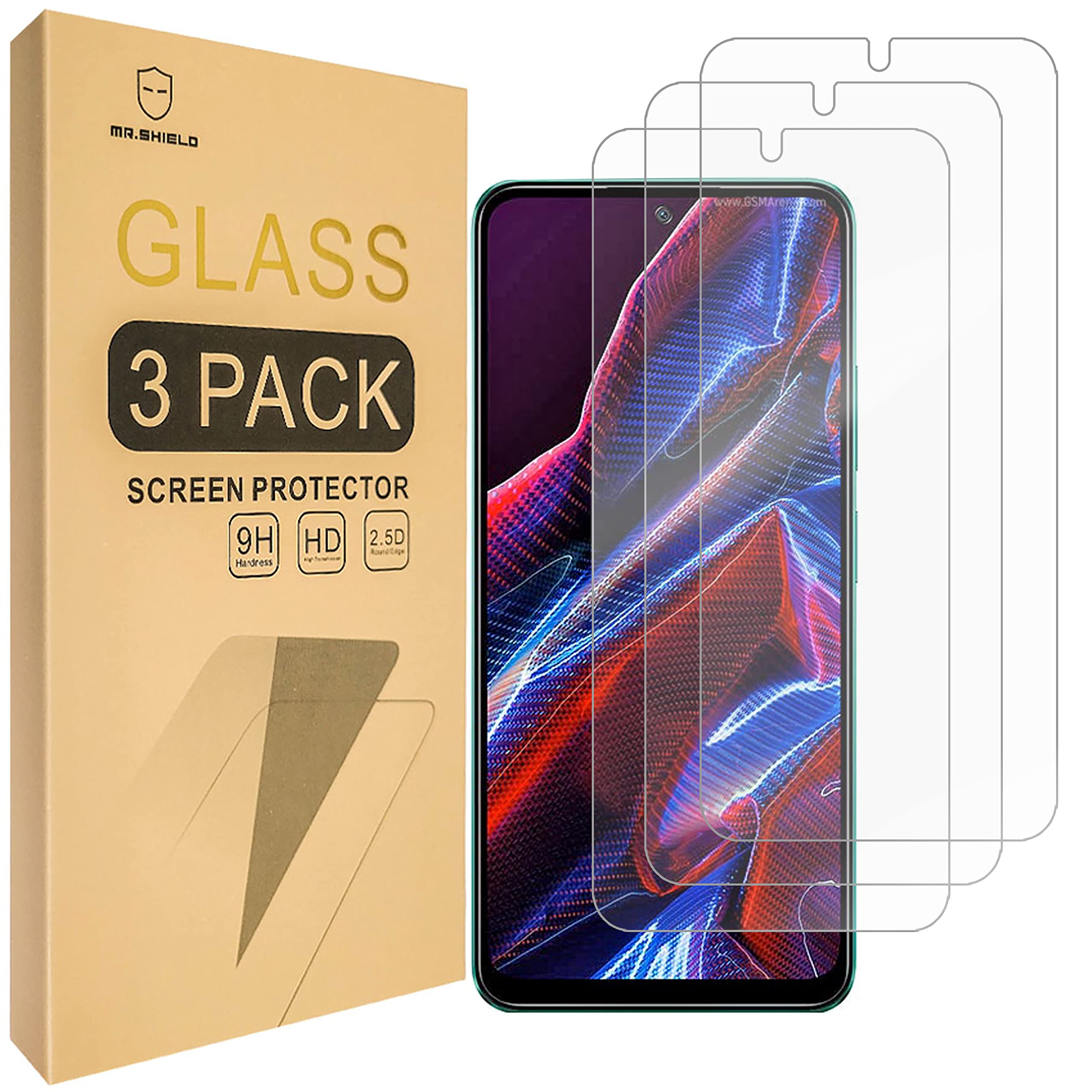 Mr.Shield Screen Protector compatible with Xiaomi Poco X5 [Tempered Glass] [3-PACK] [Japan Glass with 9H Hardness]
