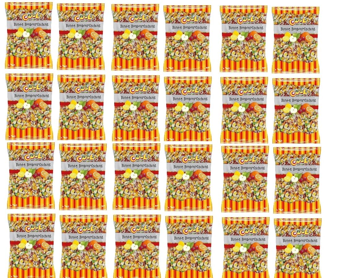 24 kg bunte Bonbonmischung Cool Karneval Wurfmaterial Kamelle Fruchtbonbons Hartkaramellen Umzüge Fasching + von Onlineshop Bormann (circa 3840 Bonbons)