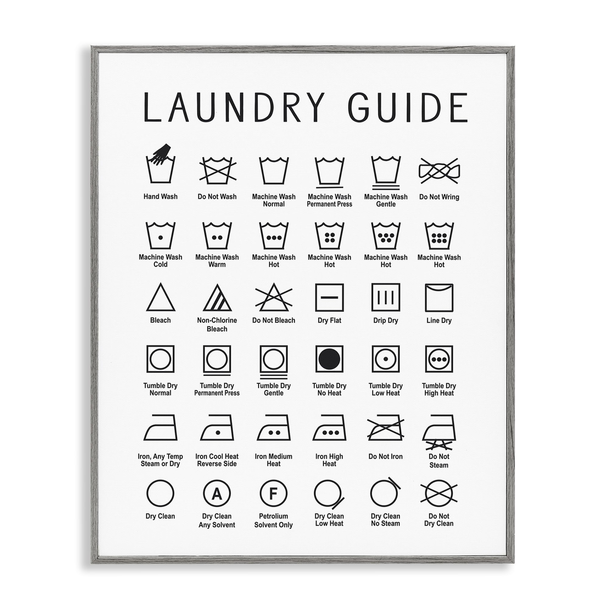 Photo 1 of 'Minimal Laundry Guide Chart'| Framed Giclee Art