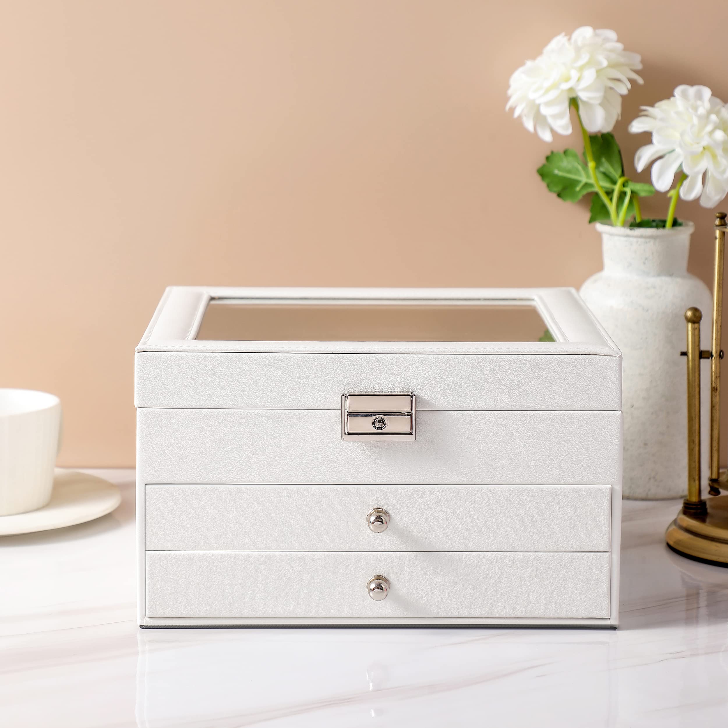 GUKAGUKA Jewelry Box Organizer for Women Girls 2 Layers Display Storage case Jewelry Holder for Earring Ring Necklace Storage Case, Women Gift. Purple