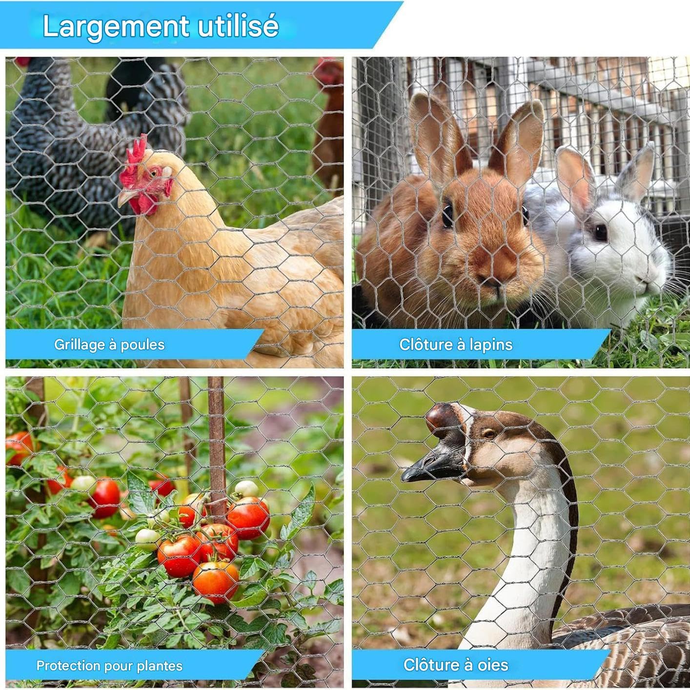 Ogrodzenie dla królików - ocynkowana metalowa bariera, ogrodzenie ogrodowe z siatki dla zwierząt domowych - do kreacji krata drzewo zwierzę kurnik ogród kwiat na zewnątrz