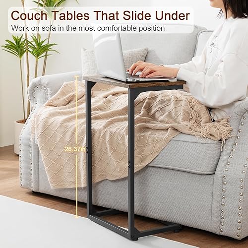 Miniatura 10 de AMHANCIBLE Mesas C HET02BBK - Juego de 2 bandejas de TV, mesa de sofá para espacios pequeños, mesitas de noche para sala de estar, dormitorio,