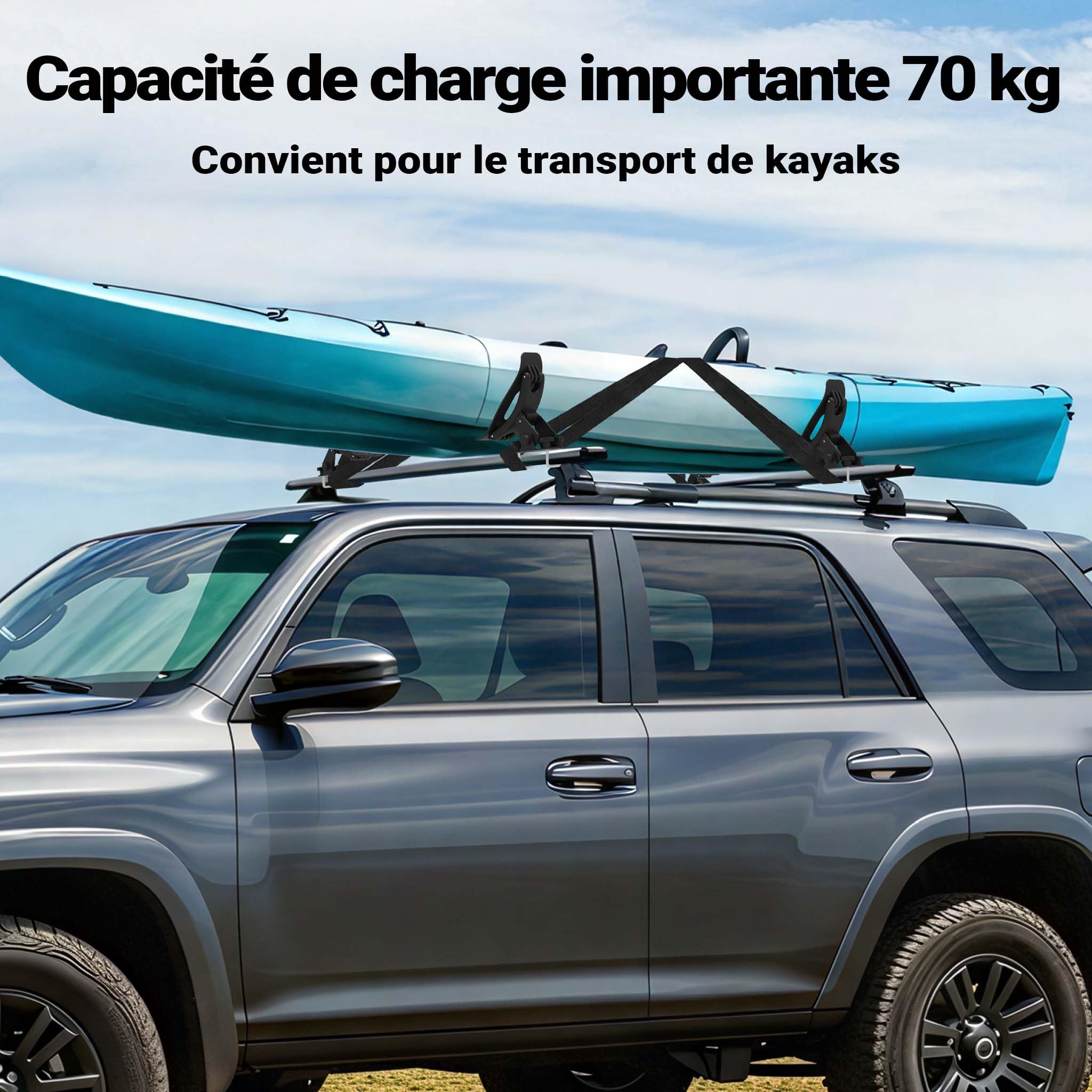 WilTec Galeries de Toit pour Canoës et Kayaks Porte-Bateau Support Bagages