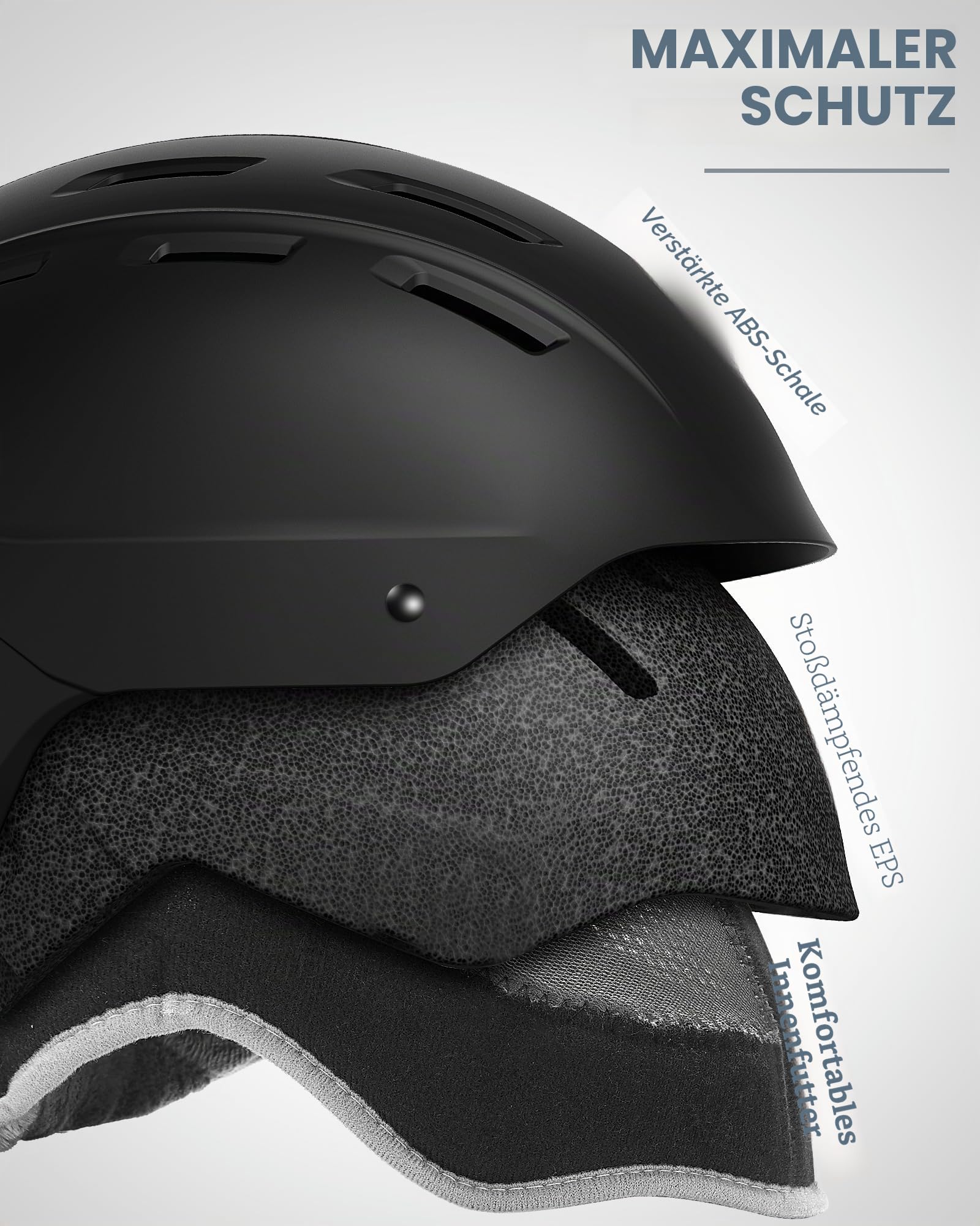 OutdoorMaster Snowboardhelm mit Skibrille, 2-in-1-Visier, abnehmbare Brille, EPS-Schaum, 14 Kühlöffnungen, Schnee-Helm für Herren, Damen, Jugendliche