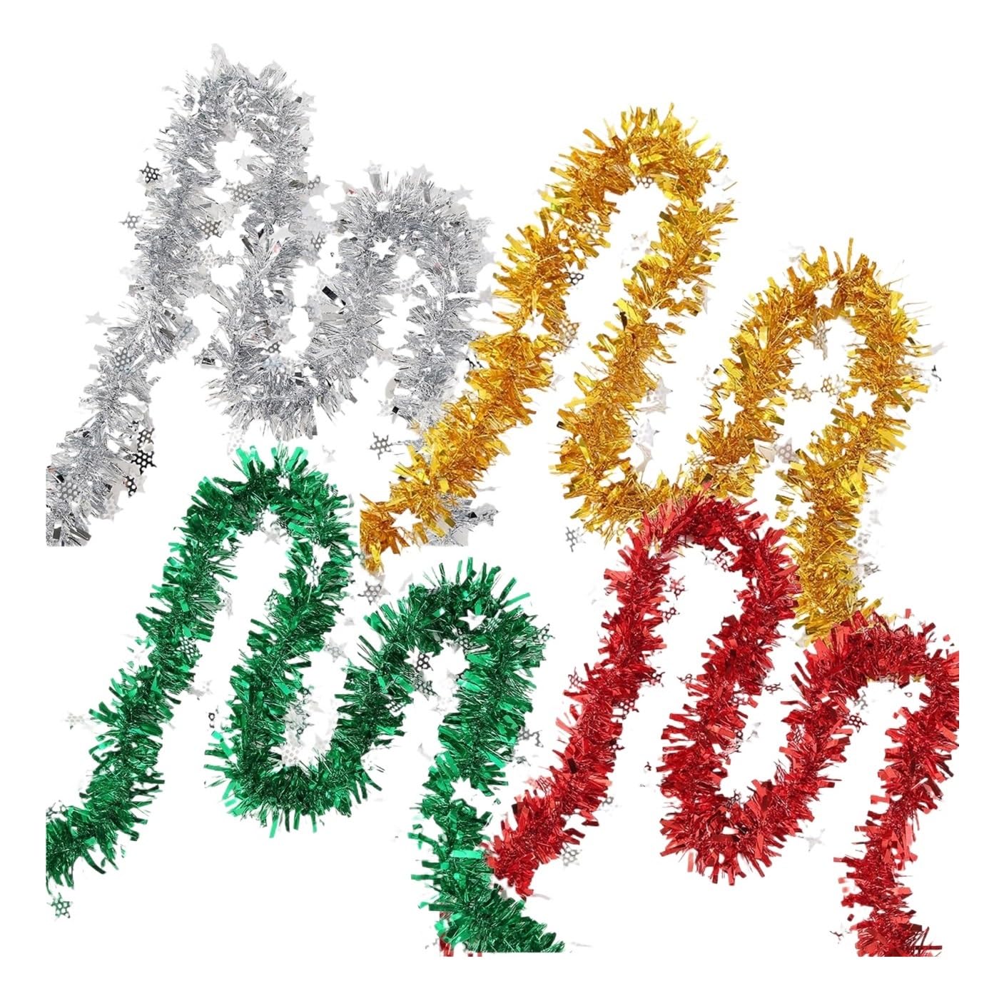 Lametta Weihnachtsbaum 4 Farben Weihnachtslametta Weihnachtsbaum-Hängedekoration Silvesterparty Girlande Weihnachten(10M)