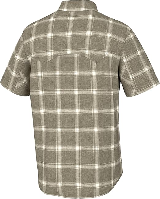 Chemise De Pêche Huk Homme – 2XL – Beige – Manches Longues – Carreaux