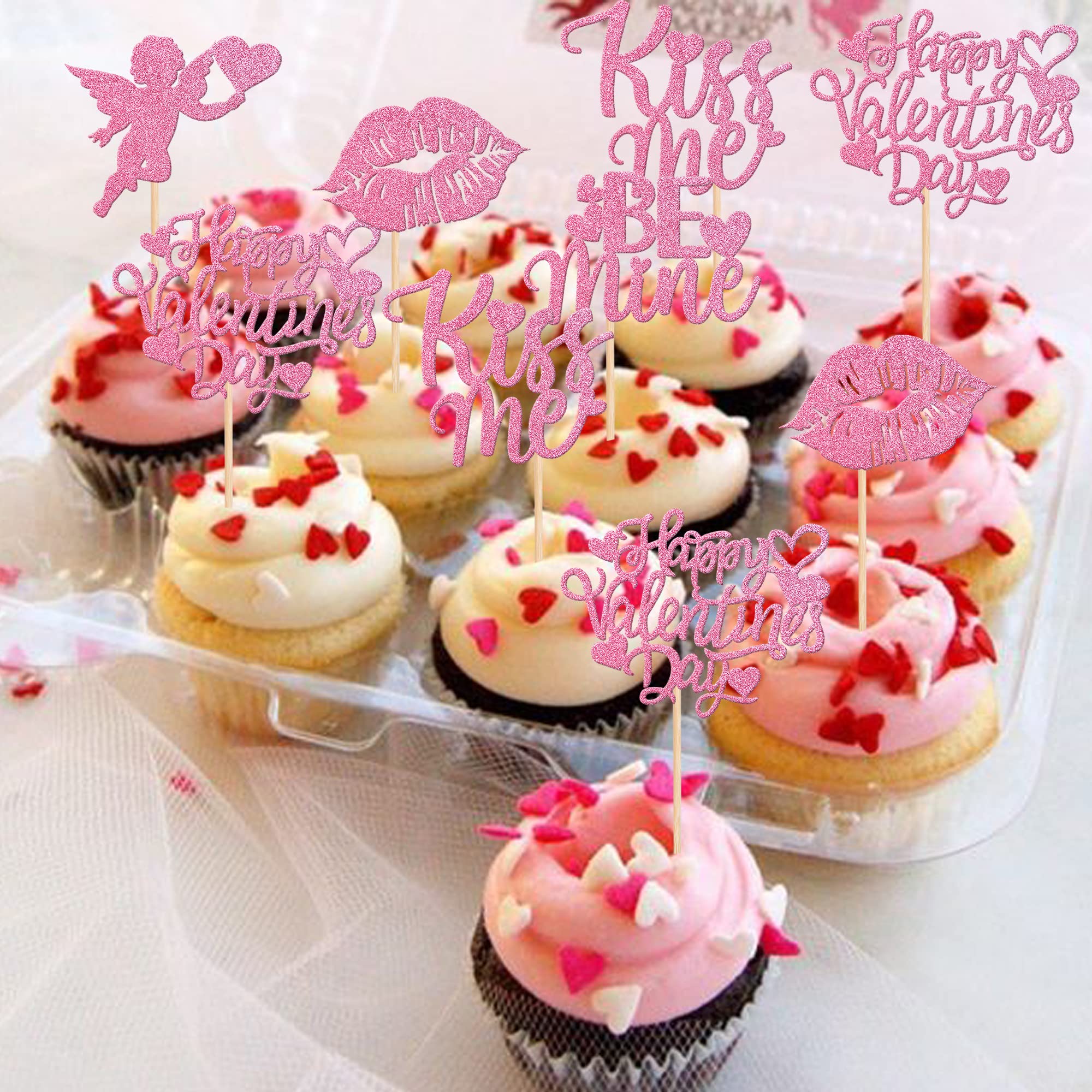 30 Adornos Para Cupcakes De San Valentín, Diseño Cupido Con Purpurina Dorada, Para Fiestas