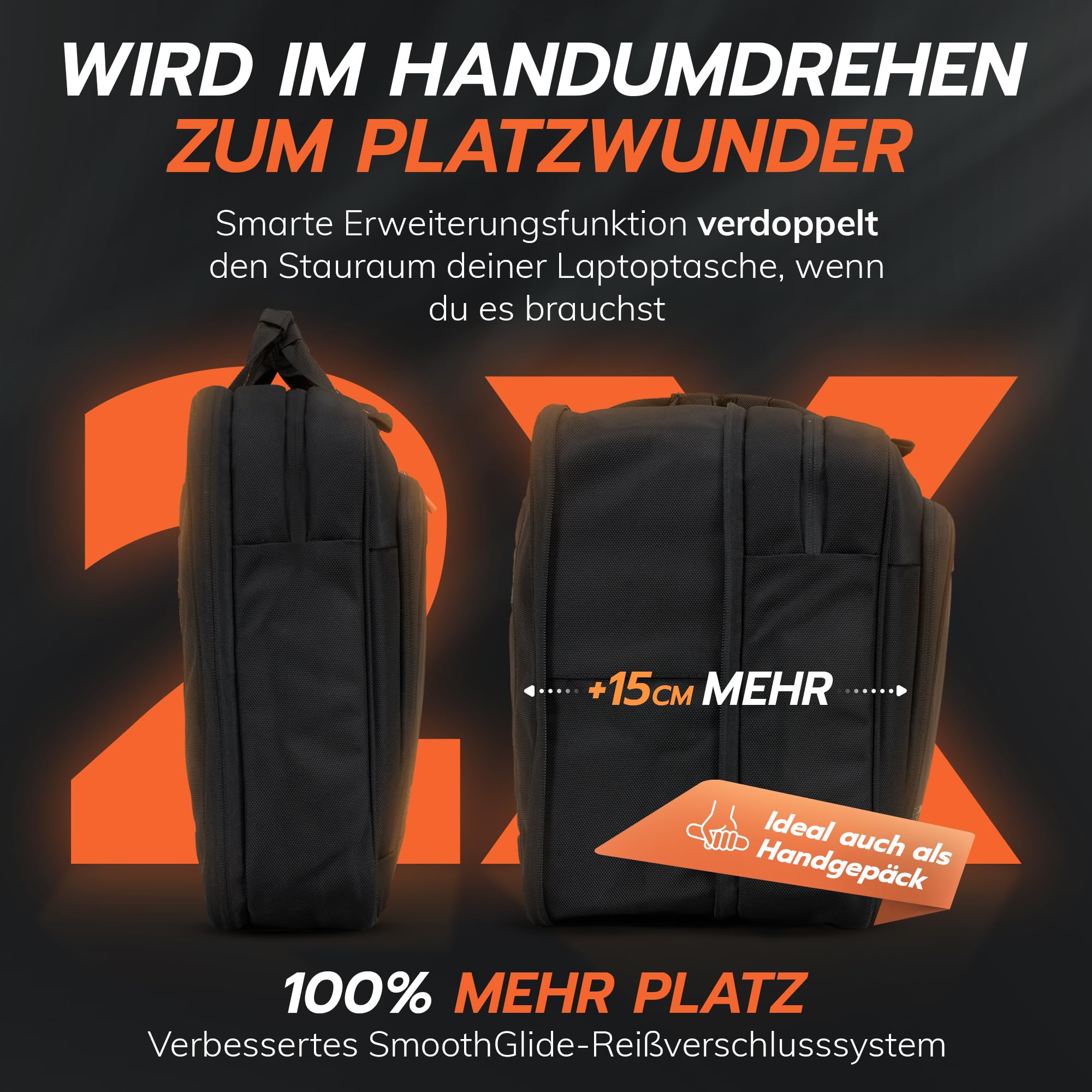 WorkBag Laptoptasche 18 Zoll aus recyceltem PET – Wasserabweisende Laptop Tasche Business Aktentasche mit Schultergurt – Große Notebook Tasche für Arbeit, Büro & Reisen