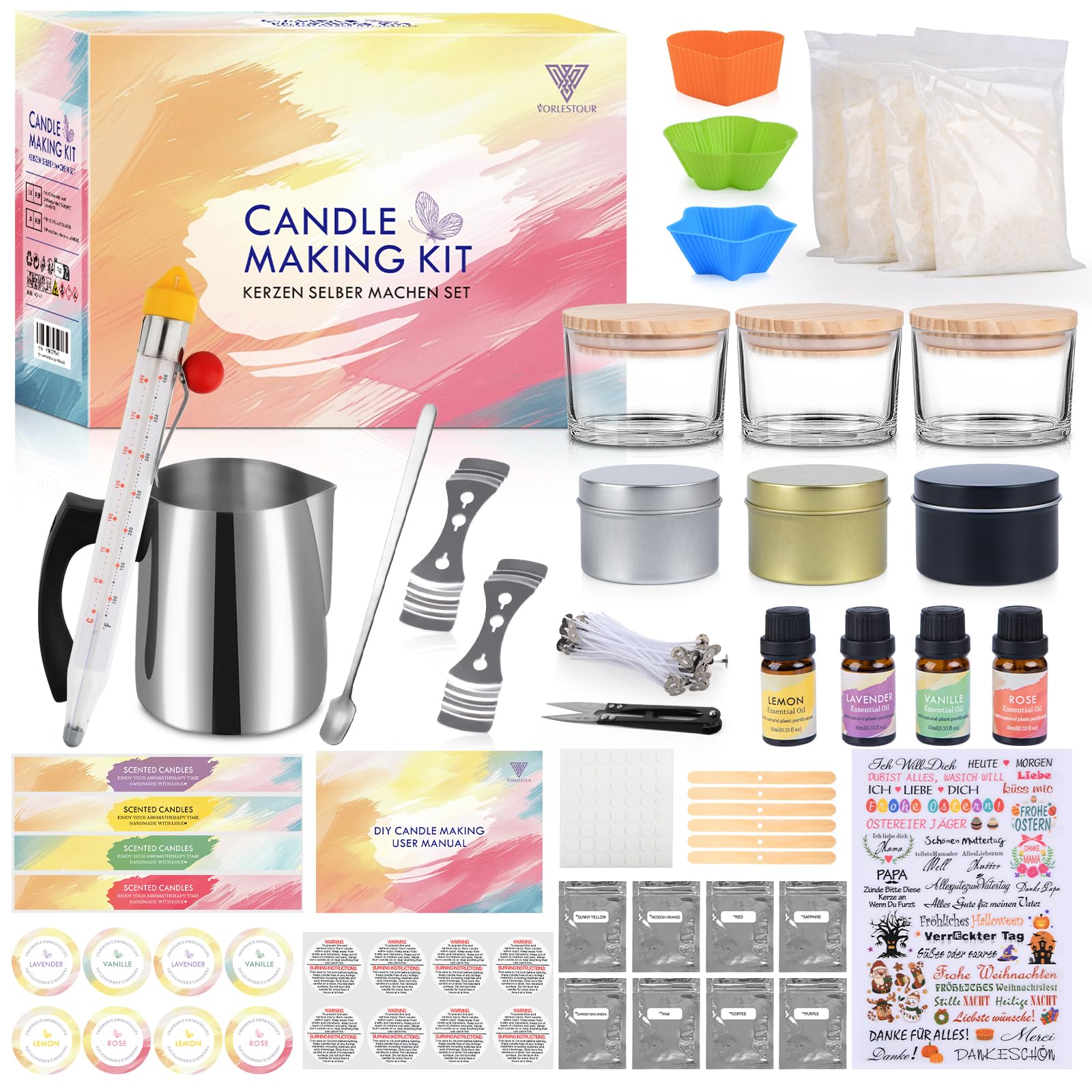 Kerzen Selber Machen Set Komplett - 900ml Wachsschmelztopf Mit Heizplatte | DIY Kerzen