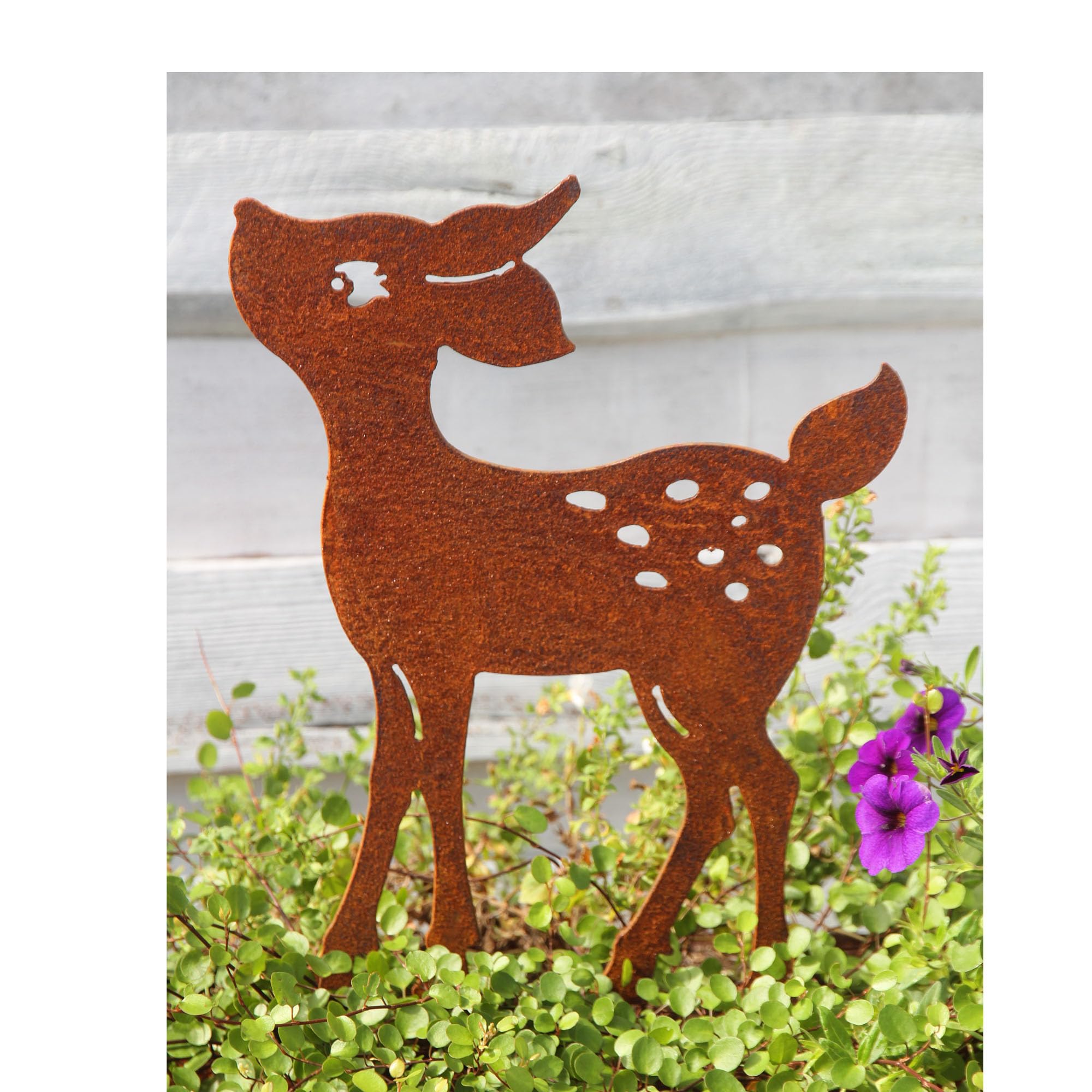 Bornhöft Rusty Brown Metal Garden Sculpture, 30 cm + 10 cm Stud, Forest Fawn, Patina, Rustic, Outdoor, Garden - Image 2