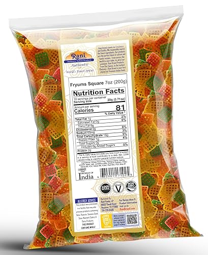 Miniatura 3 de Rani Far Far  Fryums (pellet de trigo y tapioca) Forma cuadrada de 7 onzas (7.05 oz)  Vegano, Kosher, sin cocinar, utilizado para hacer papad,