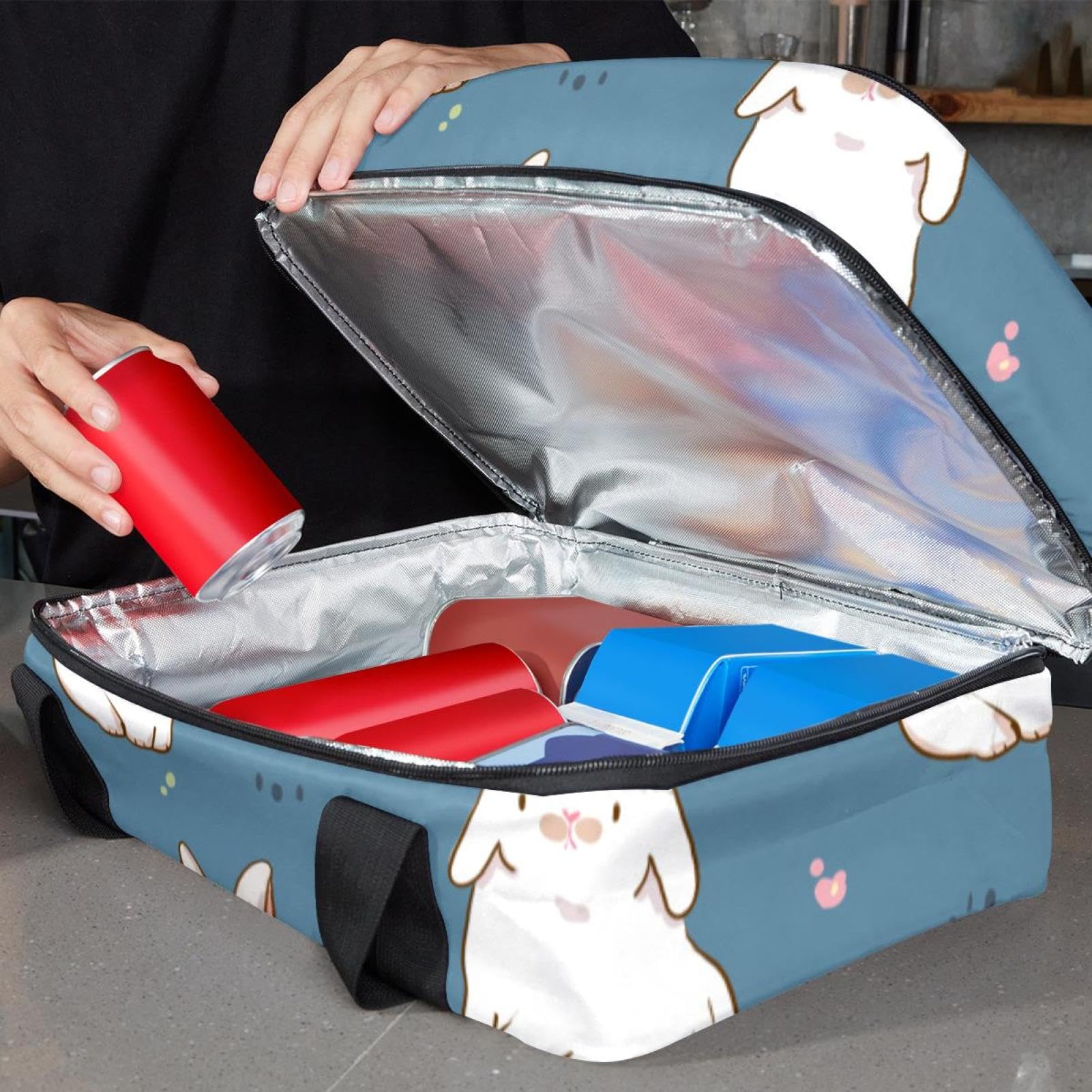 Grand sac à déjeuner isotherme pour homme et femme, double couche, étanche, étanche, réutilisable, sac fourre-tout pour le travail, l'école, le pique-nique, la plage, le camping, les voyages, motif