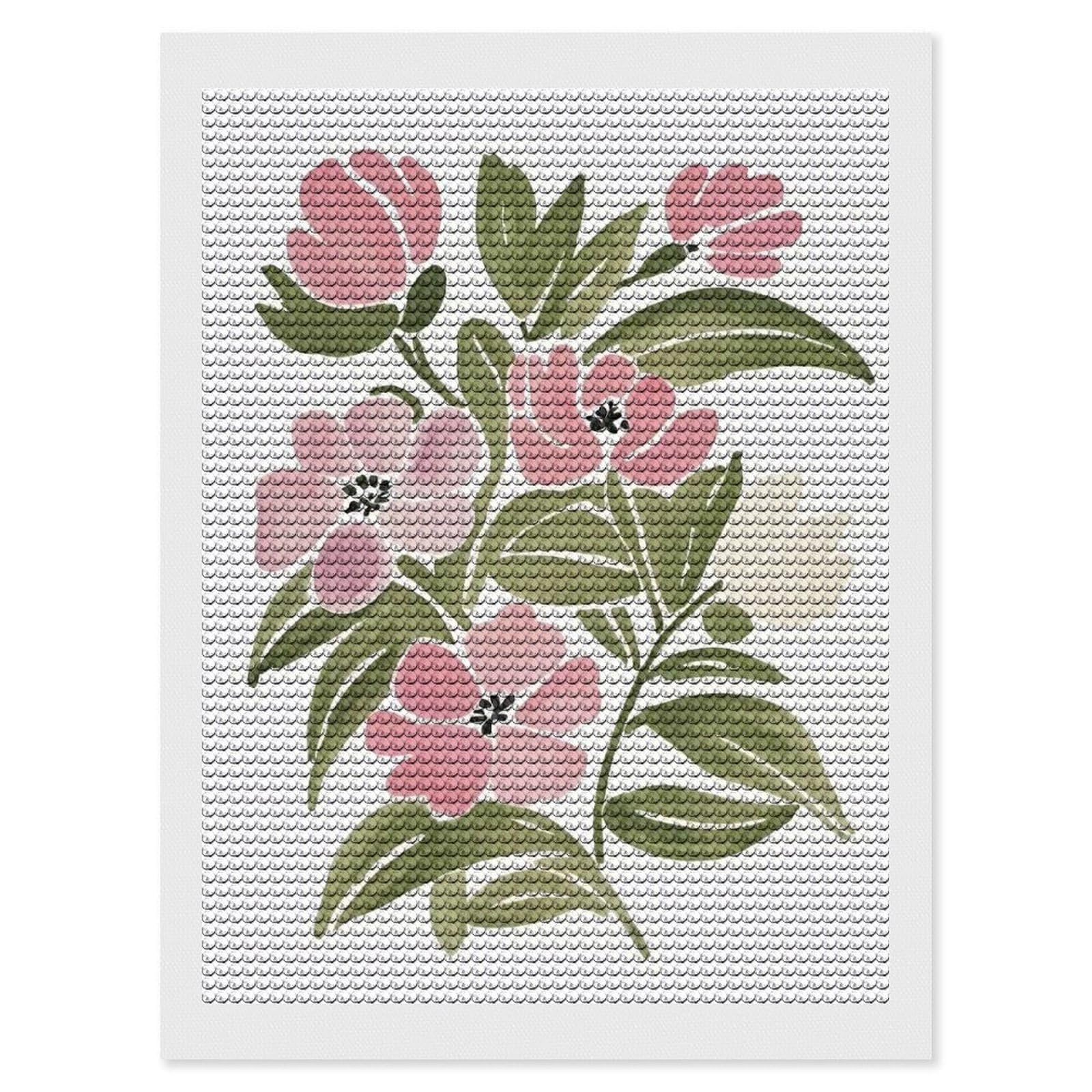 Junmoney Watercolor Floral Bouquet DIY Diamond Art Canvas Kit 12"x16", Adhesive Canvas, Easy to Enjoy, Farmhouse Decor, Festive Craft Gift