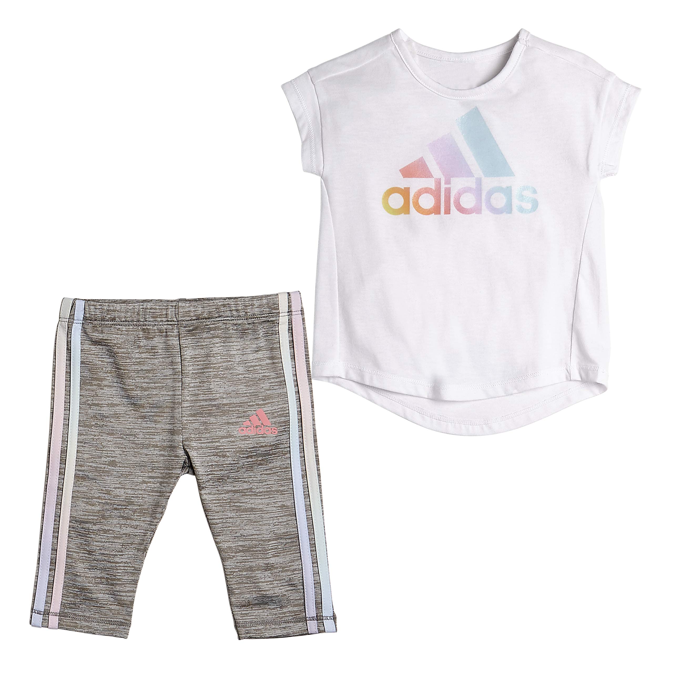 adidas Baby Girls Li'l Sport Short Sleeve Top & Capri Legging Clothing Set