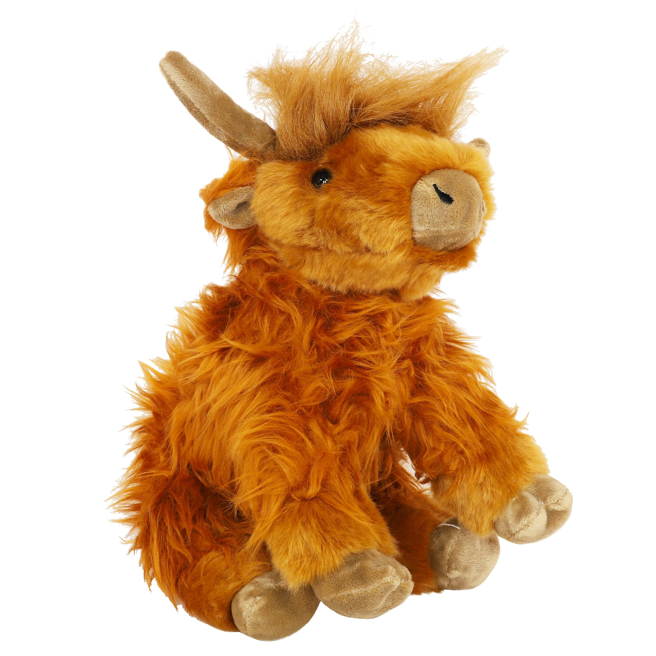 Toyland® 22.5cm (9") Plush Highland Cow With Sound Effect - Children's Soft Farm Toys - 18m +