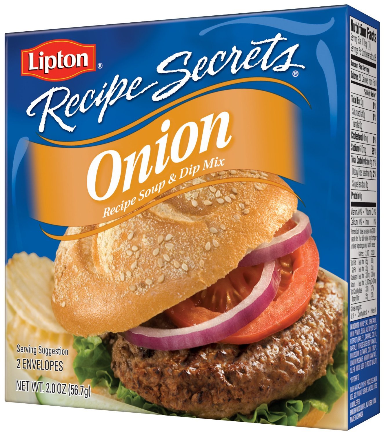 Lipton Recipe Secrets, Onion, 2Count 2Ounce Boxes (Pack of 8)
