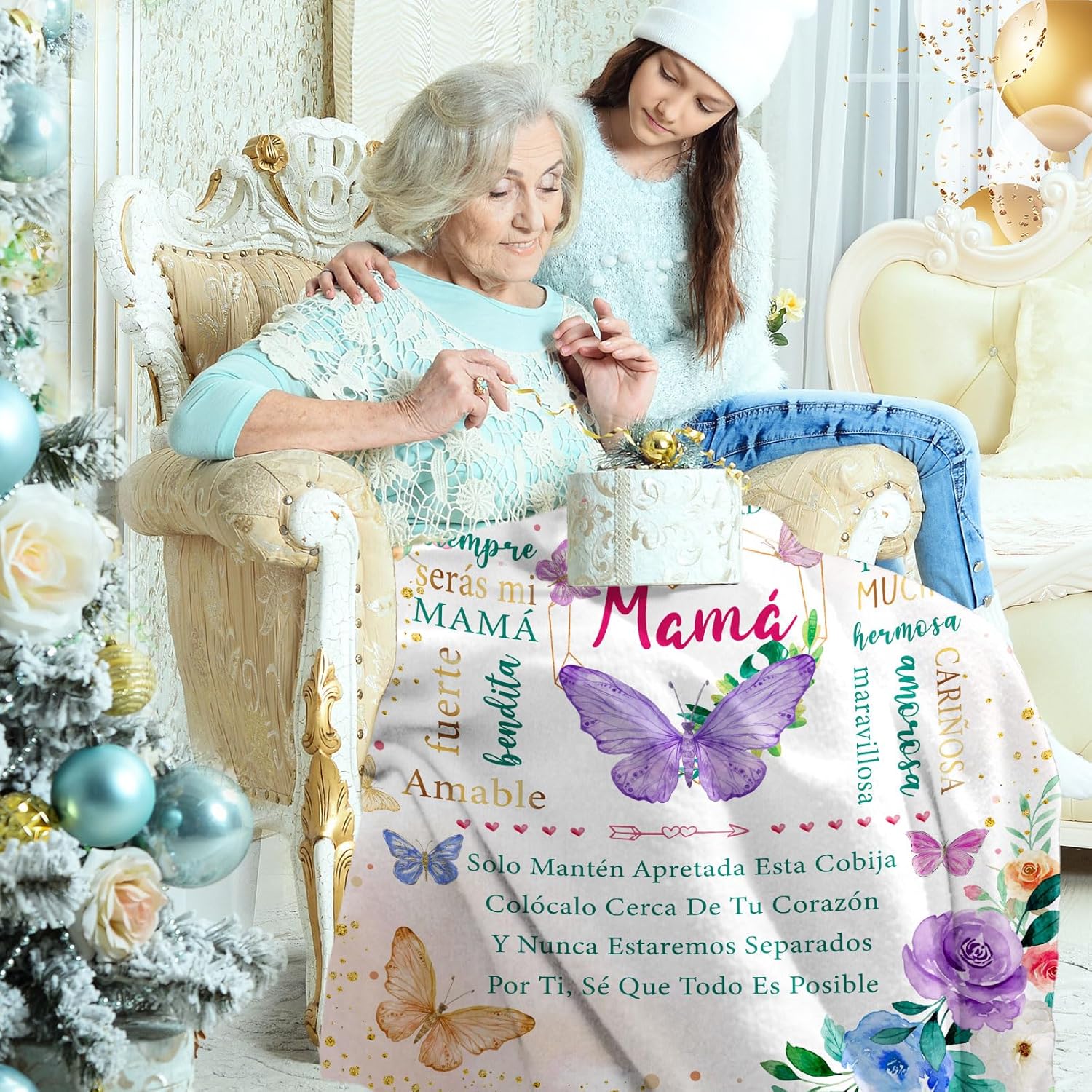 ZWERIVP Regalos para Mama Dia De Las Madres, Cumpleaño in Spanish, Mom Birthday Gift from Daughter Son, Mamá Throw Blanket 60" X 50", Mom Birthday Gift Ideas, Regalos para Mama Cumpleaños - Image 2