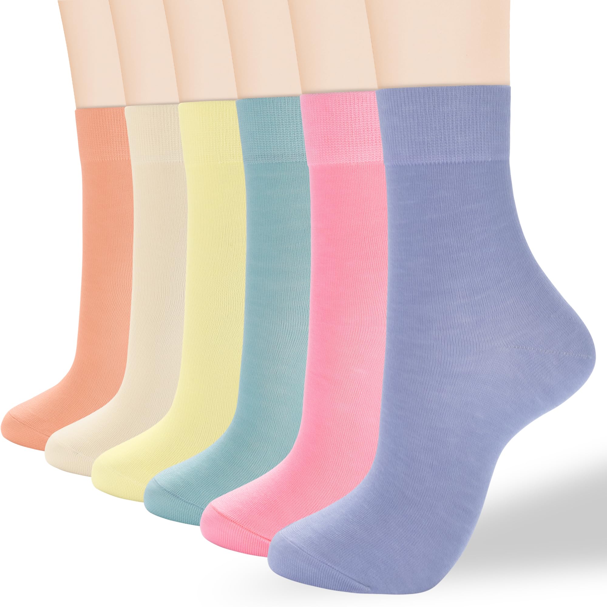 ATBITER Women Thin Cotton Socks, Soft Cotton Bootie Socks Women Above Ankle Crew Socks (6-Pairs With gift box), 6 Pairs Home Colors, 4-8 UK