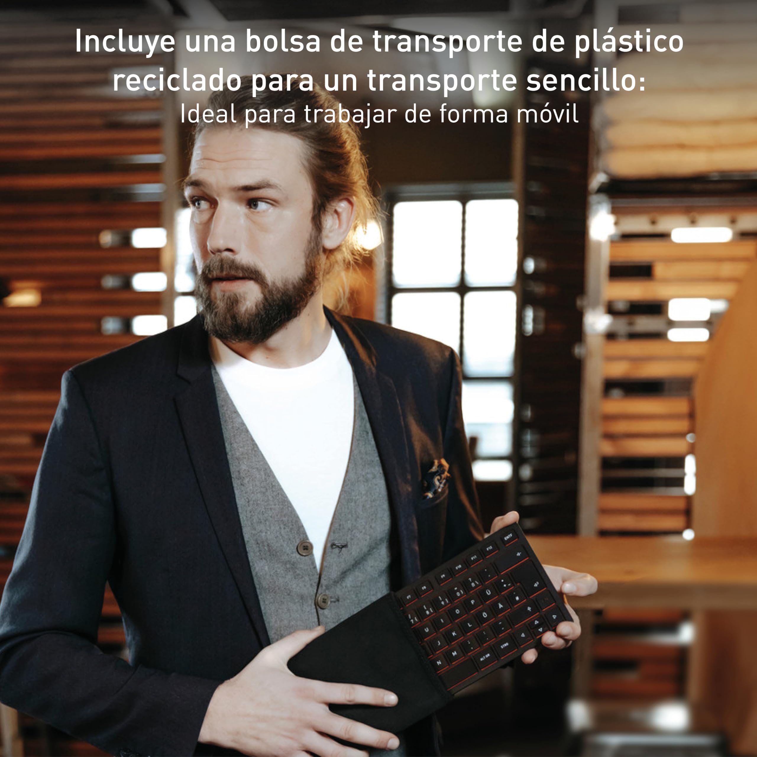 Cherry KW 9200 Mini, Teclado Compacto Multidispositivo hasta 4 Dispositivos, Distribución de Teclado Alemán (QWERTZ), Bluetooth, 2.4 GHz o Conexión por Cable, Recargable, Negro