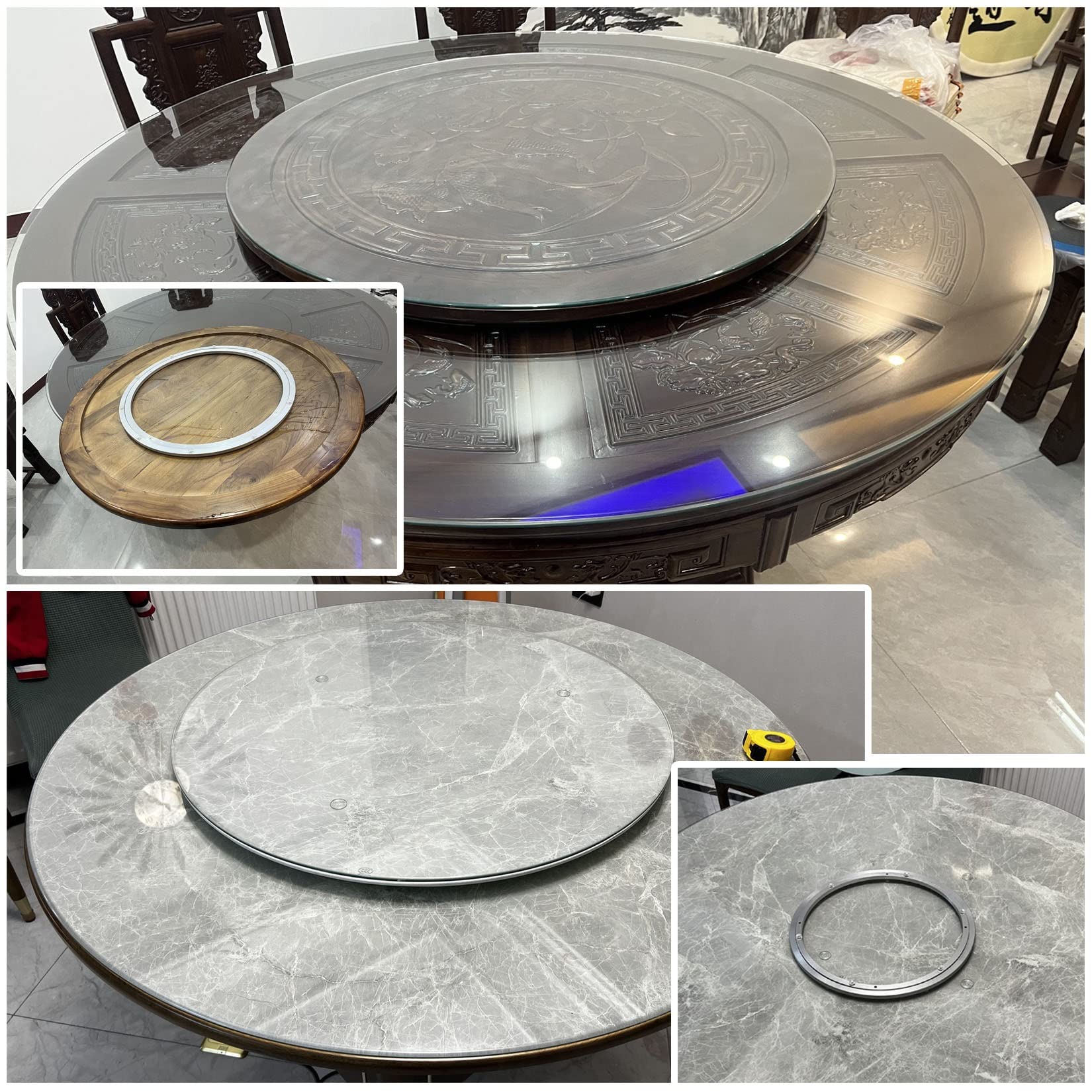 Cuscinetto for giradischi in lega di alluminio, Cuscinetto for giradischi in lega di alluminio Base Lazy Susan Argento Dimensioni multiple(60 cm)