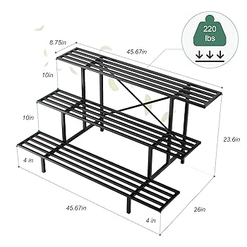 Amazon.com: Zhongma 3 Tier Sturdy Metal Plant Stand, L45.67