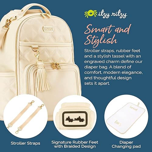 Miniatura 6 de Itzy Ritzy Mochila para pañales  Mochila para pañales Boss Plus de gran capacidad con 19 bolsillos, cambiador, clips para cochecito y cómodas