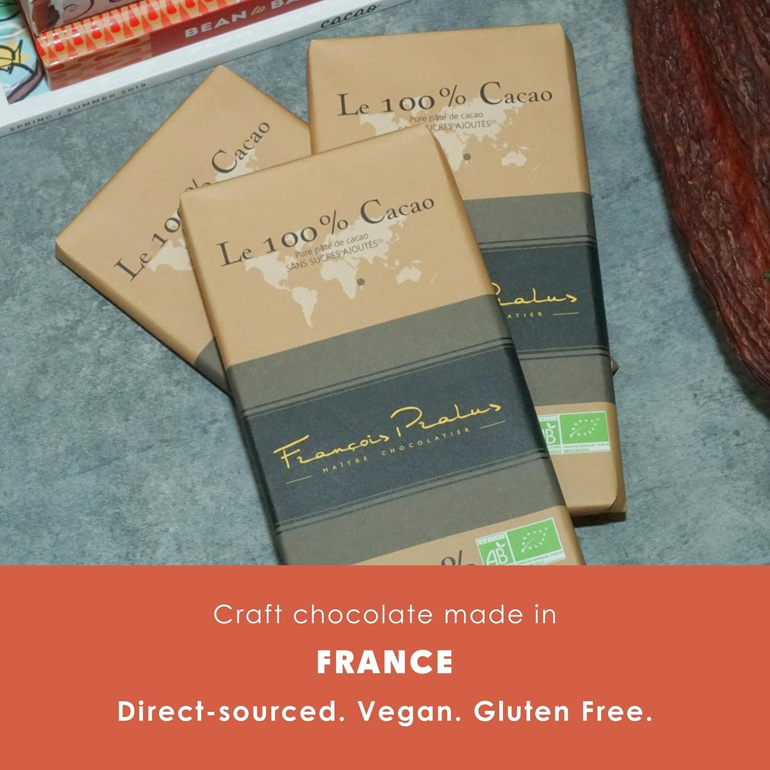 Francois Pralus Le 100% Chocolate Bar - 3 pack