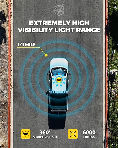 Miniatura 2 de Xprite Barra de luz LED estroboscópica intermitente en el techo, luces de advertencia de peligro de doble cara con soporte magnético para vehículos