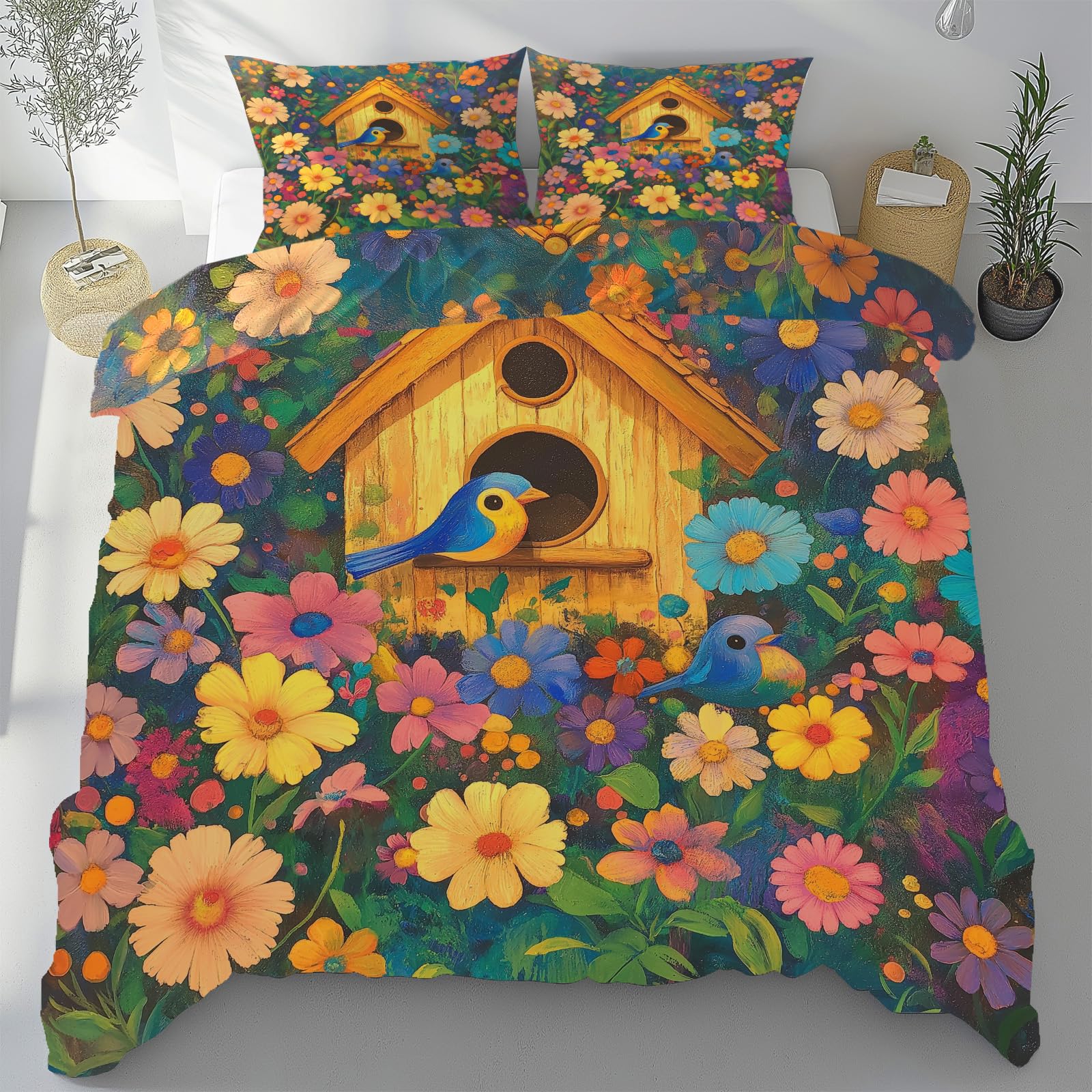 Housse de couette 240x260 respirante en microfibre douce et zippée pour l'été