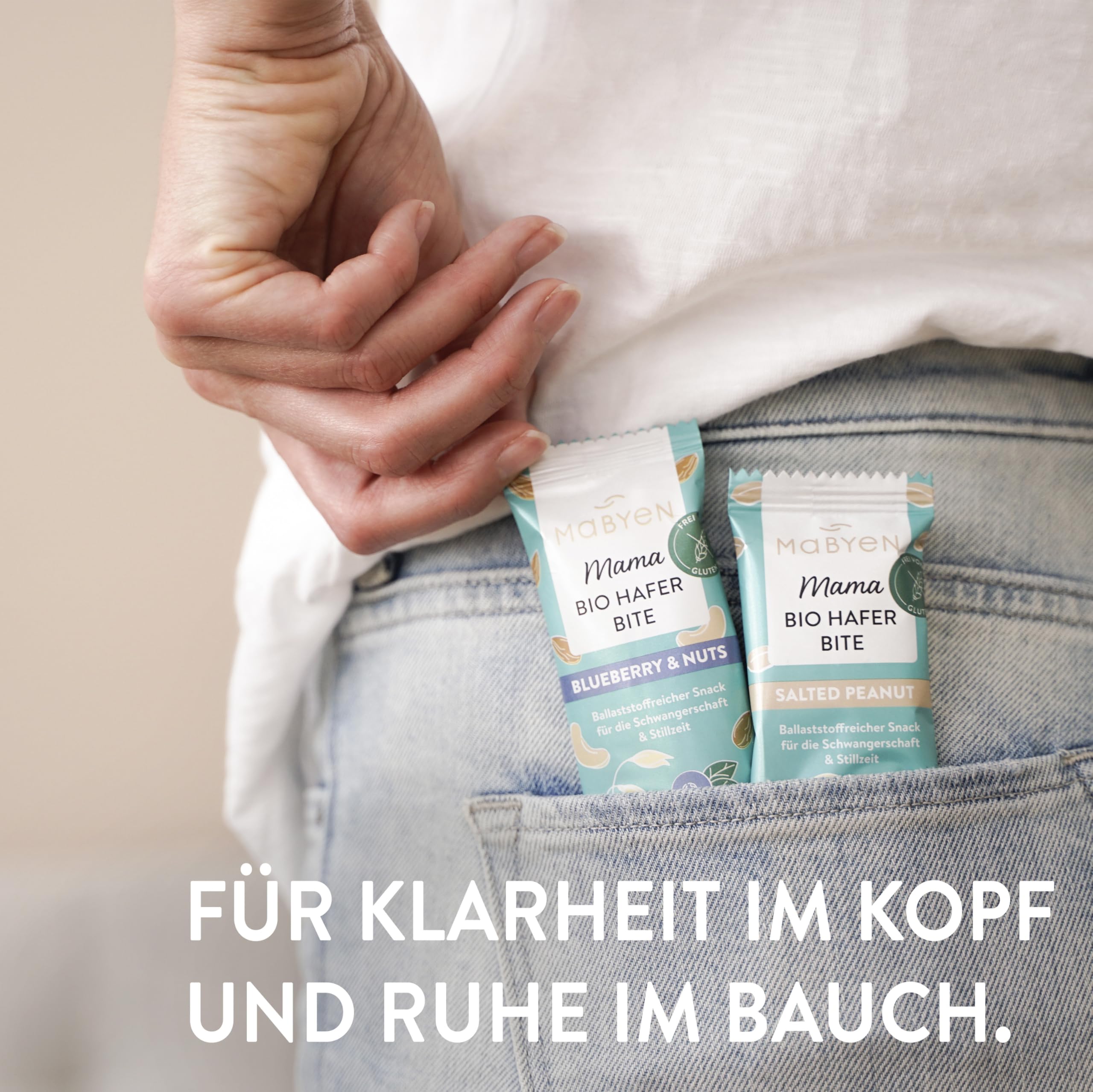 MABYEN Mama Bio Hafer Bites – Vegane Riegel ohne Zuckerzusatz, Glutenfreie Süßigkeiten mit Datteln & Nüssen, Zwei Sorten (Salted Peanut & Blueberry Nuts), für Bewusste Pausen, 20 Stück