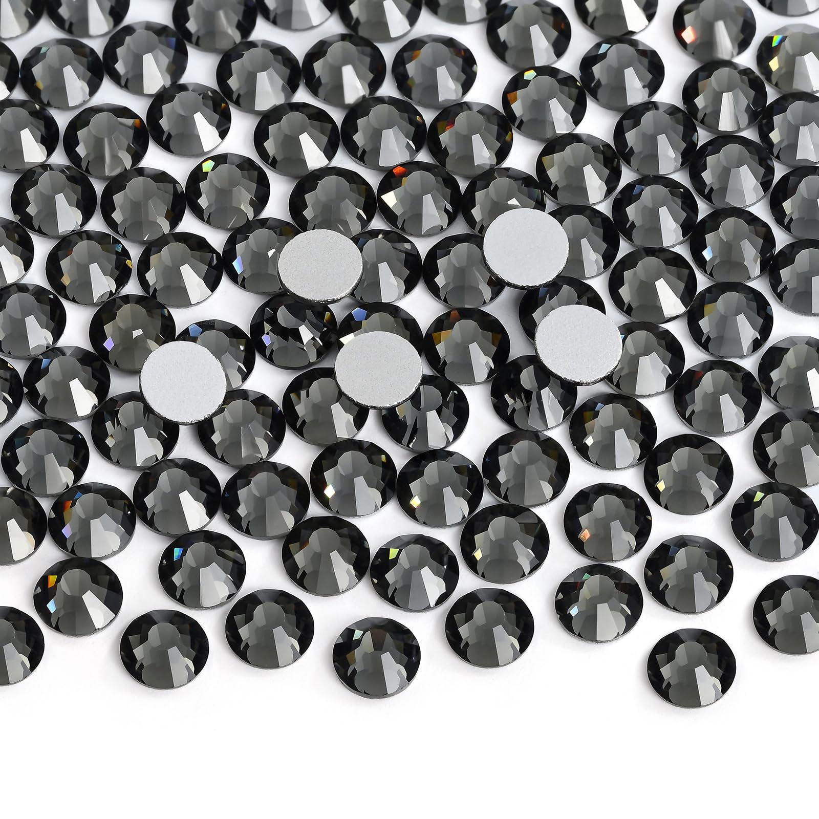 Glue Fix Crystal Flatback Rhinestones Glass Diamantes Gems for Crafting Nail Art Crafts Decorations Clothes Shoes 1.4mm (ss3 2880pcs, Gray)