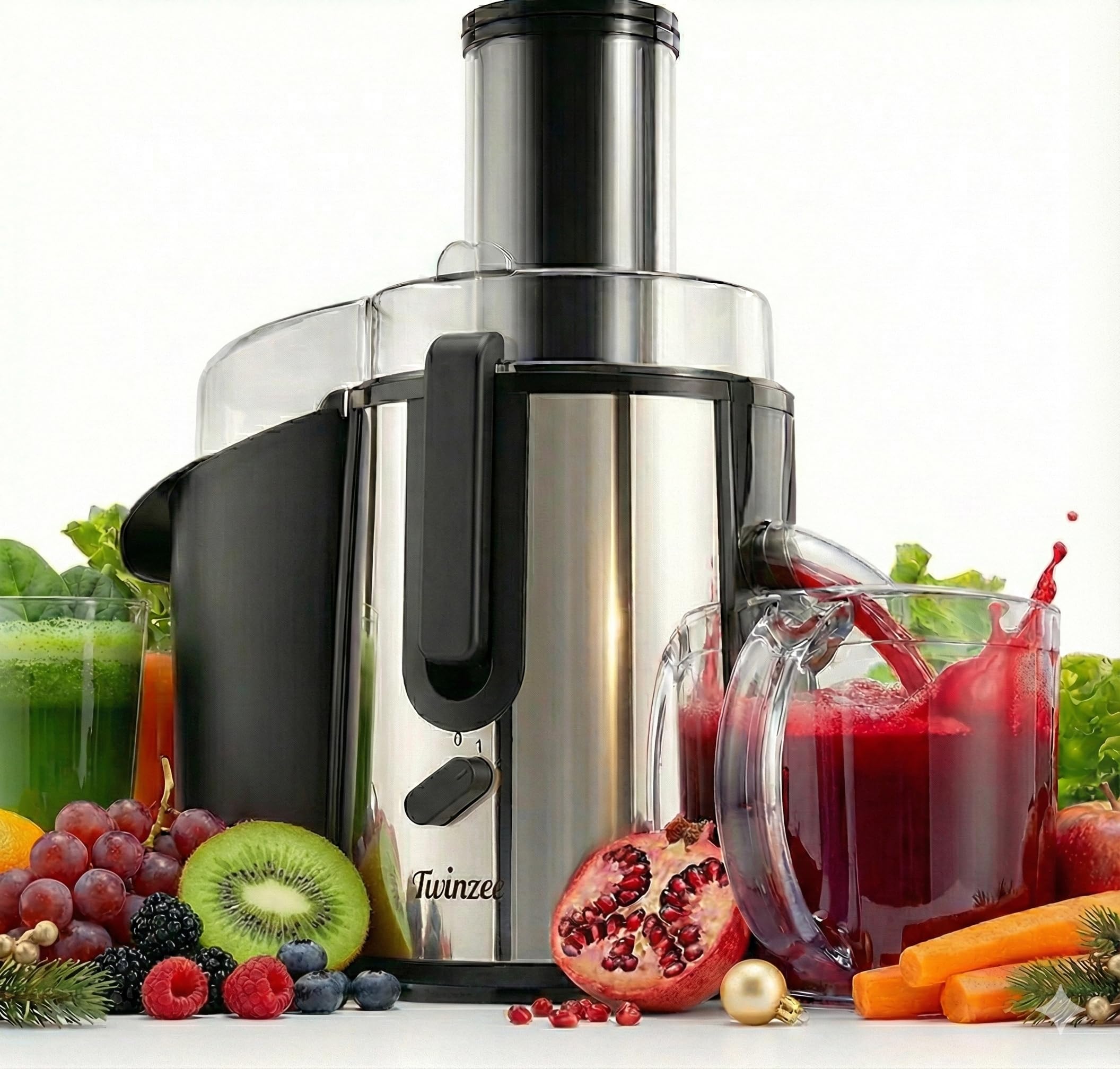 Twinzee Centrifuga 850W Estrattore Frutta e Verdura – Juicer con Bocca da 75 mm e 2 Velocità