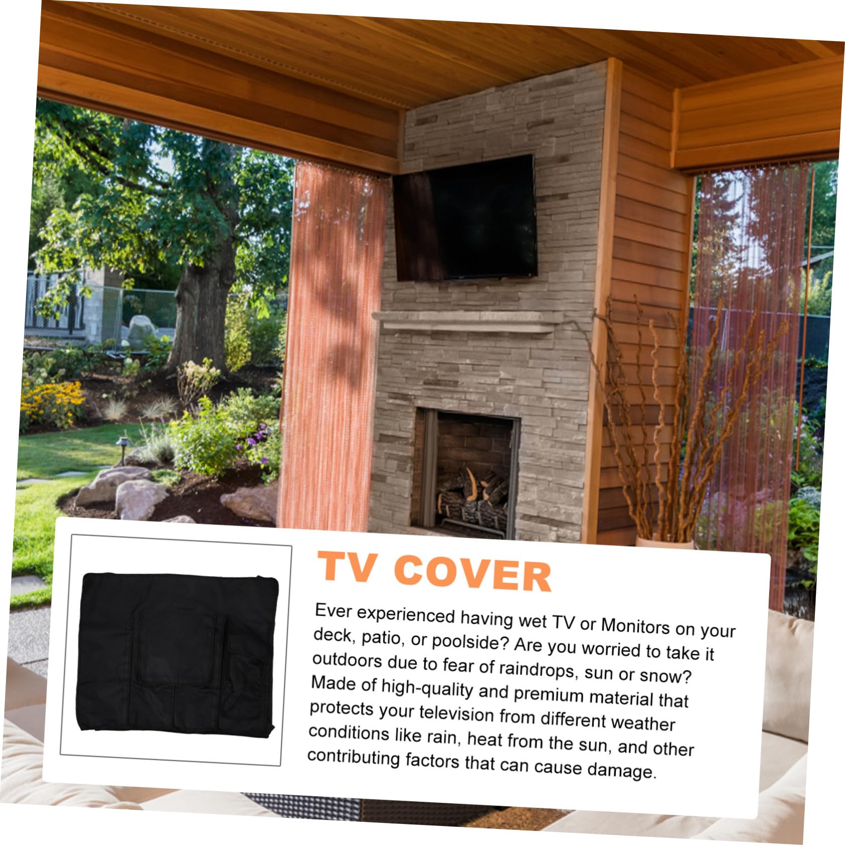 Copertura per Televisore da Esterno Oxford Nero, Custodia Anti-polvere Resistente per Tv da 30-32 Pollici, per Uso Outdoor