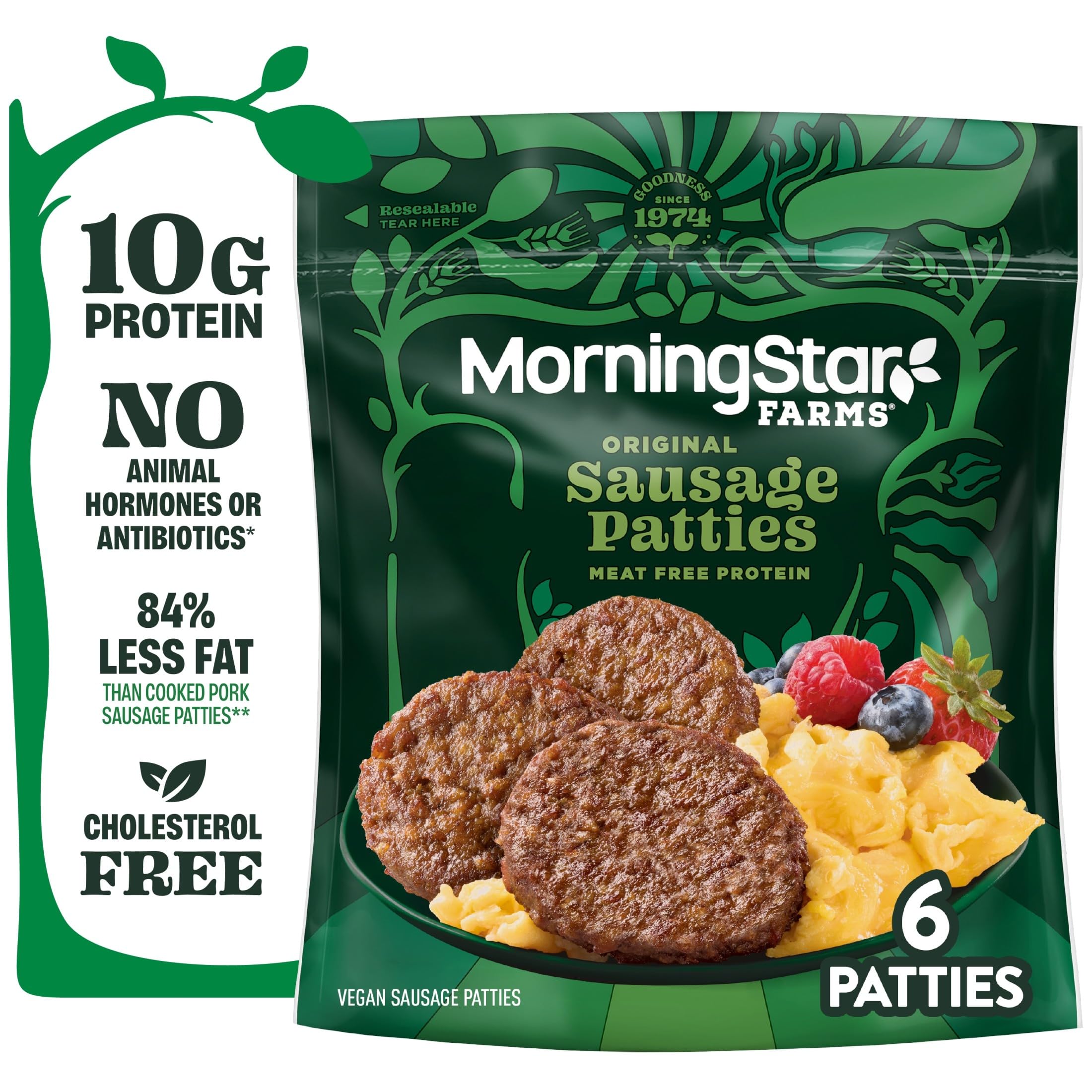 MorningStar Farms Plant Based Sausage Patties, Vegan Meat (6 Count)