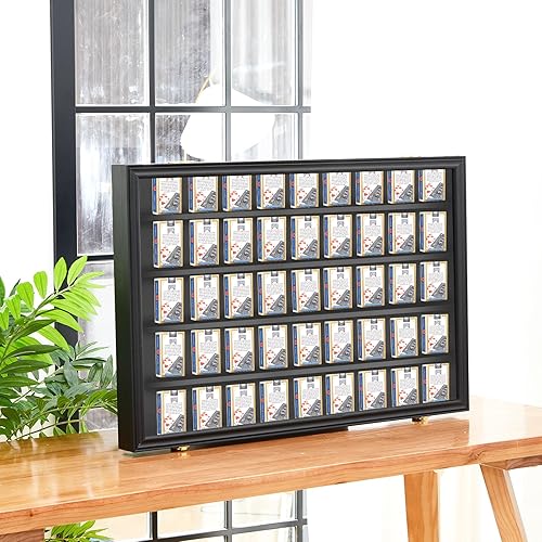 Miniatura 6 de Beeveer Estuche de exhibición de cartas de 32.28 x 21.46 x 2.24 pulgadas, marco de exhibición de tarjetas deportivas de madera maciza con capacidad