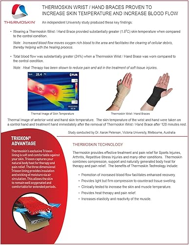 Miniatura 3 de Swede-O 84268 Thermoskin - Muñequera para la base del túnel carpiano con soporte dorsal, izquierda, mediano, beige