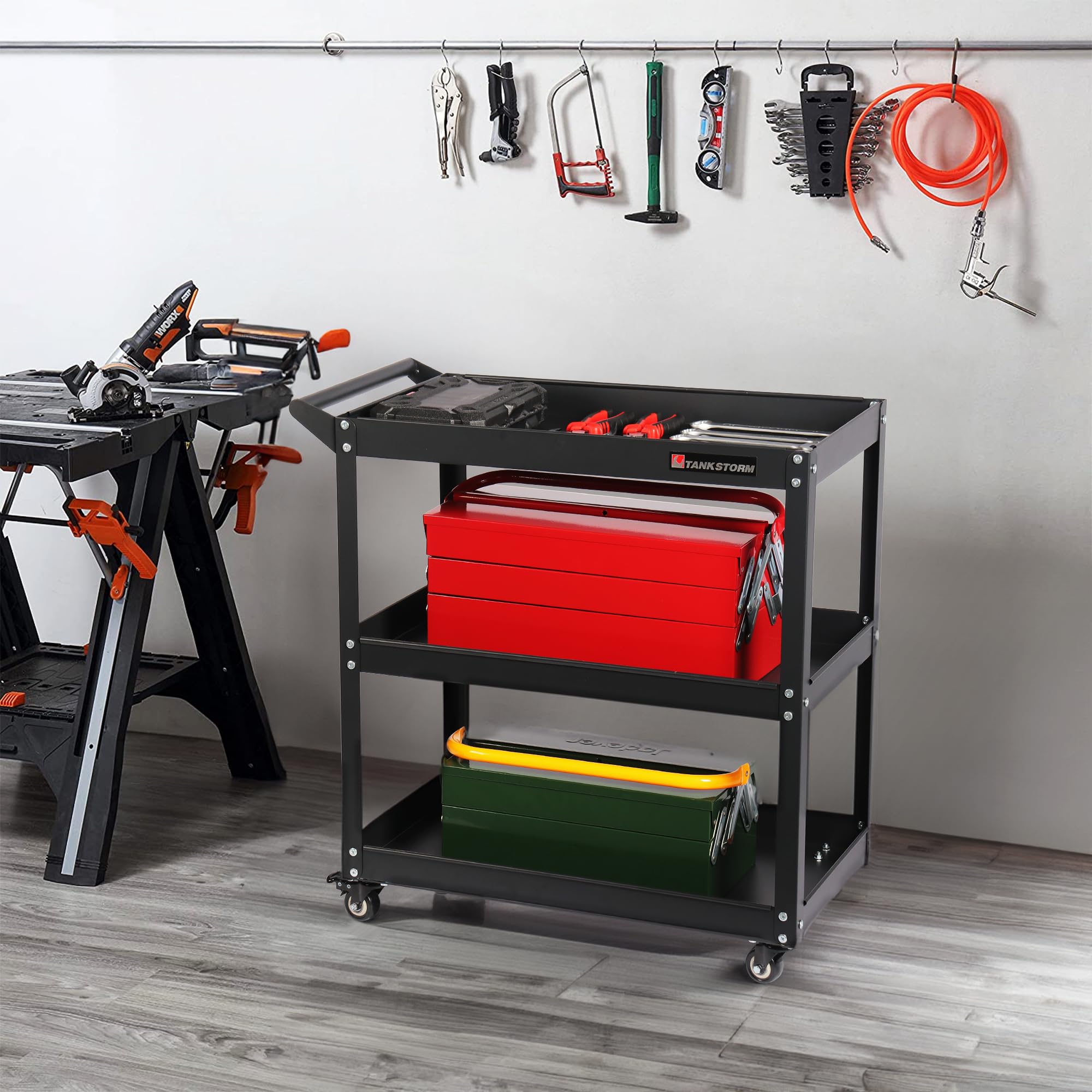Heavy Duty Rolling Tool Cart - 3 Tier Garage Storage -6 Heavy Duty Rolling Tool Cart - 3 Tier Garage Storage -6