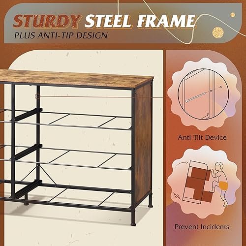 Miniatura 7 de WLIVE Cómoda de 6 Cajones para Dormitorio Grande, Cómoda Ancha de Tela Soporte para TV de 50, 55, 60 Pulgadas, Cómoda Grande y Larga con Cajón