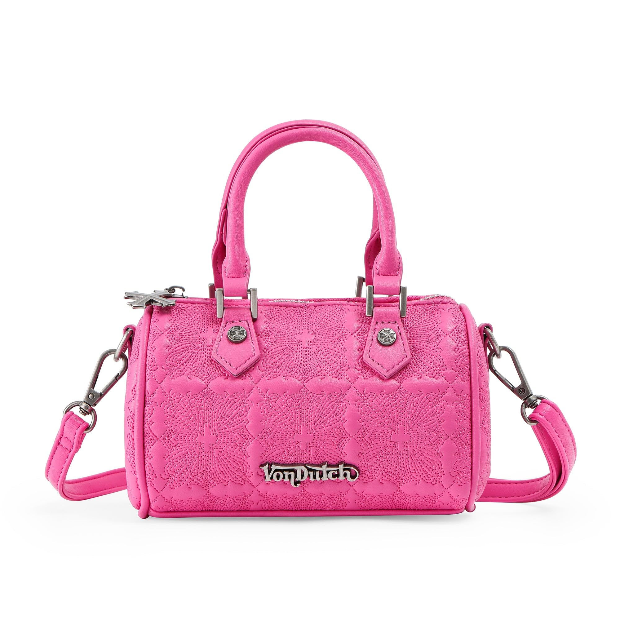 Von Dutch Womens Hanna Hand Bag – Stylish Handbag with Adjustable Strap, Spacious Interior, and Iconic Logo Design (Hot Pink)